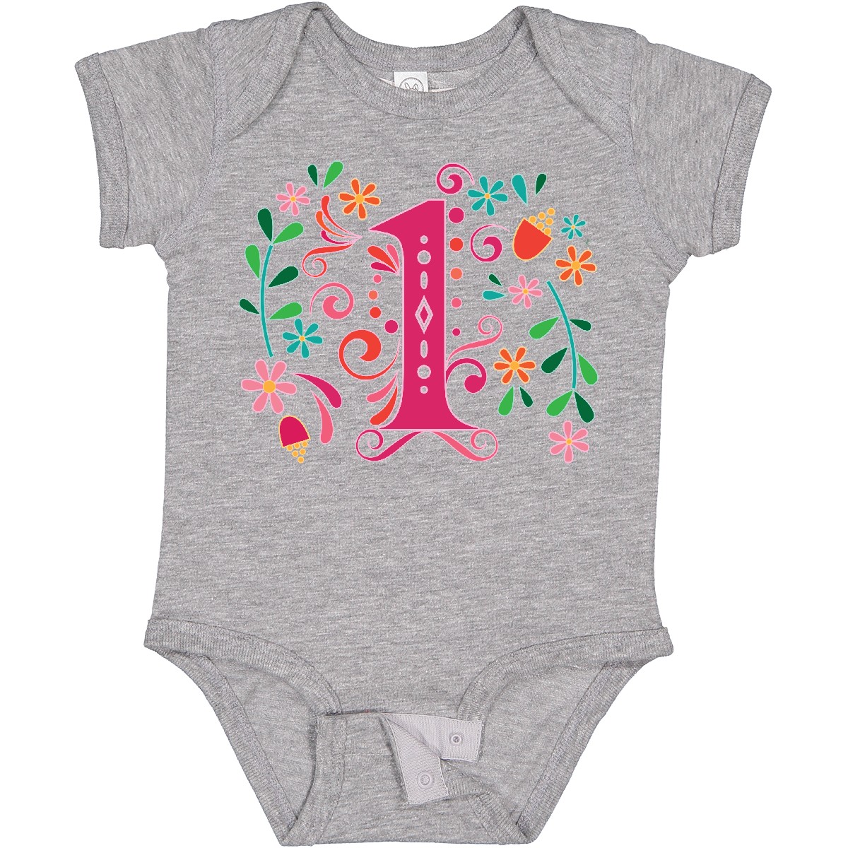 Inktastic 1st Birthday Party 1 Year Old Girls Baby Bodysuit Toddler Flowers Cute - Picture 4 of 7