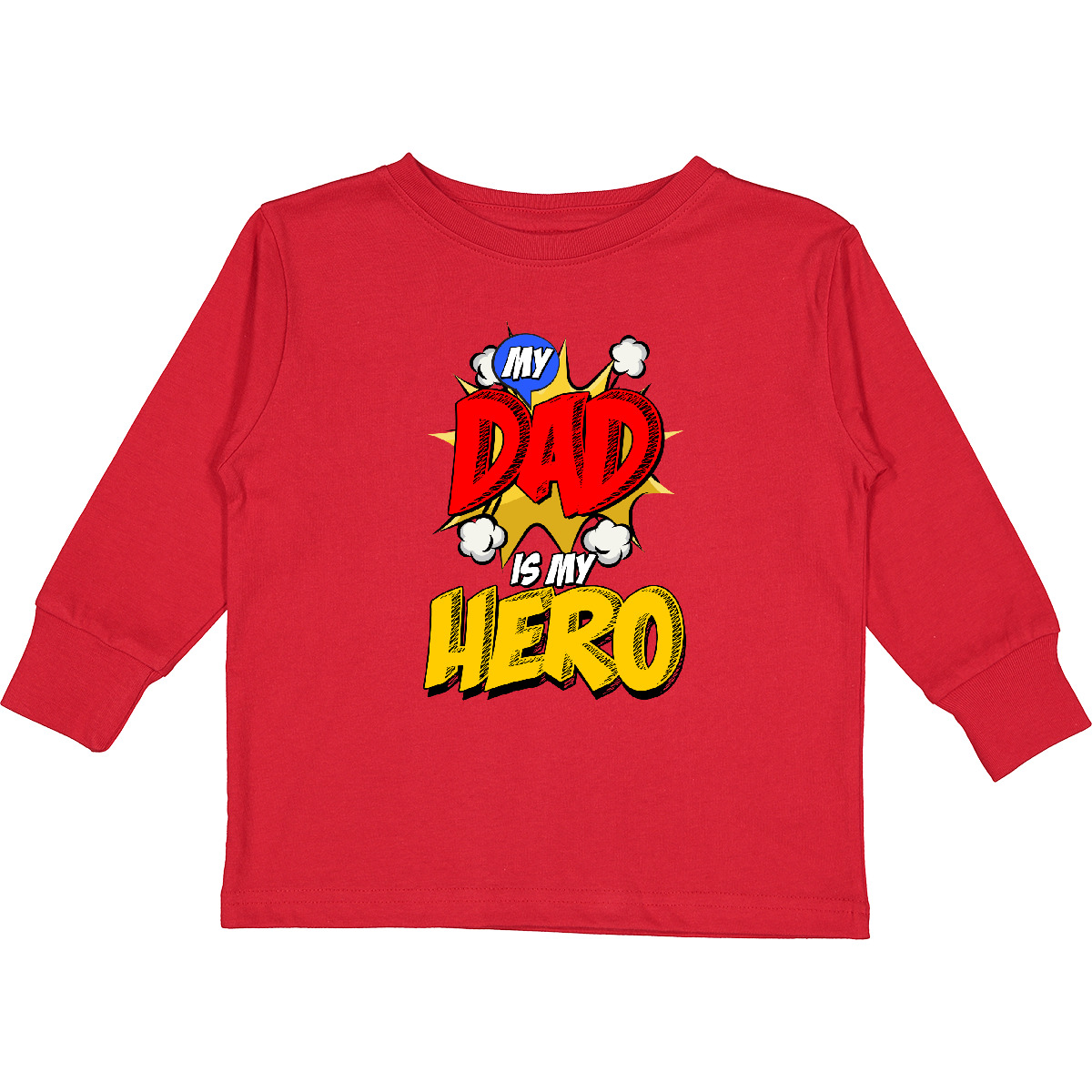 Inktastic Dad Is My Hero Toddler Long Sleeve T-Shirt Papa Father Fathers Day - Picture 4 of 6