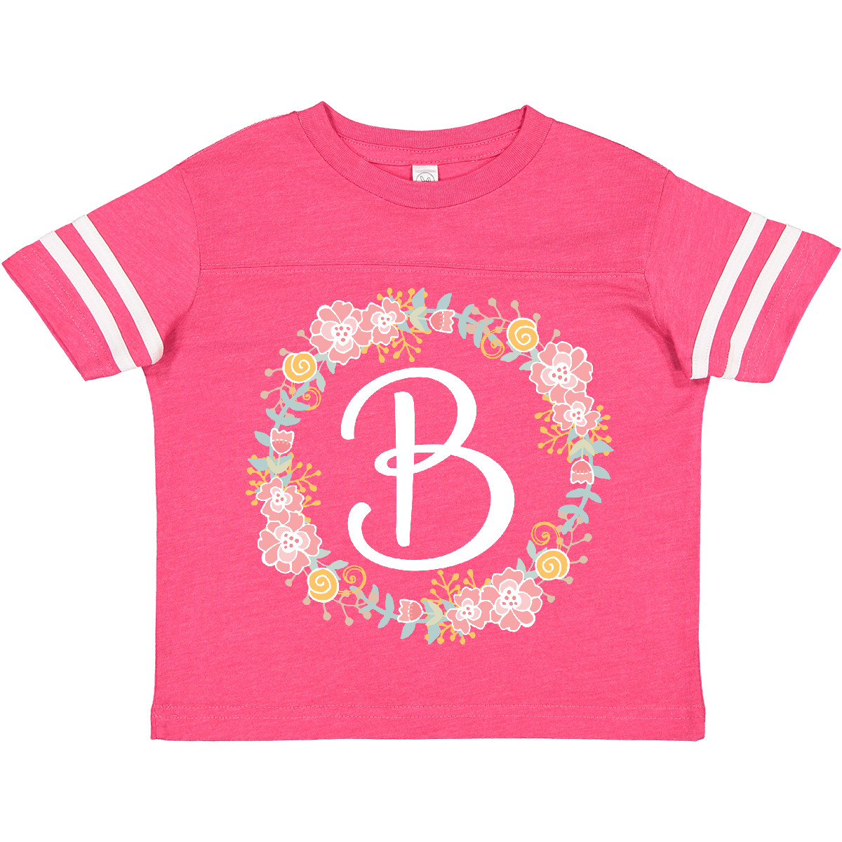 Inktastic B Monogram Alphabet Letter Rose Floral Wreath Toddler T-Shirt ...