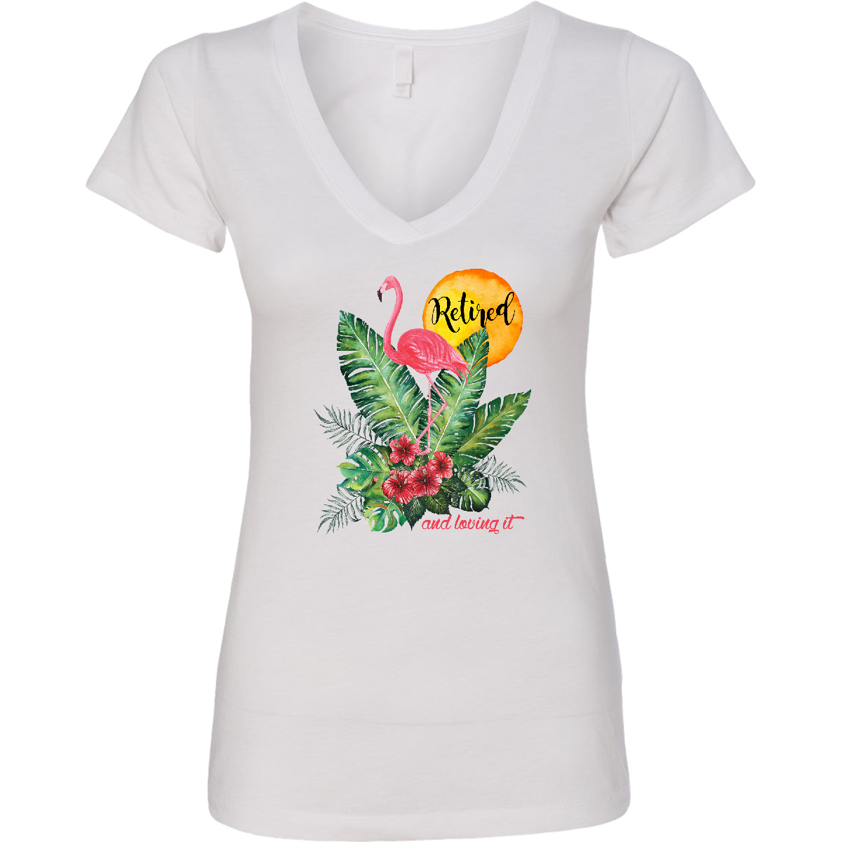 パパ Inktastic Tropical Retirement Watercolor Women's V-Neck T-Shirt