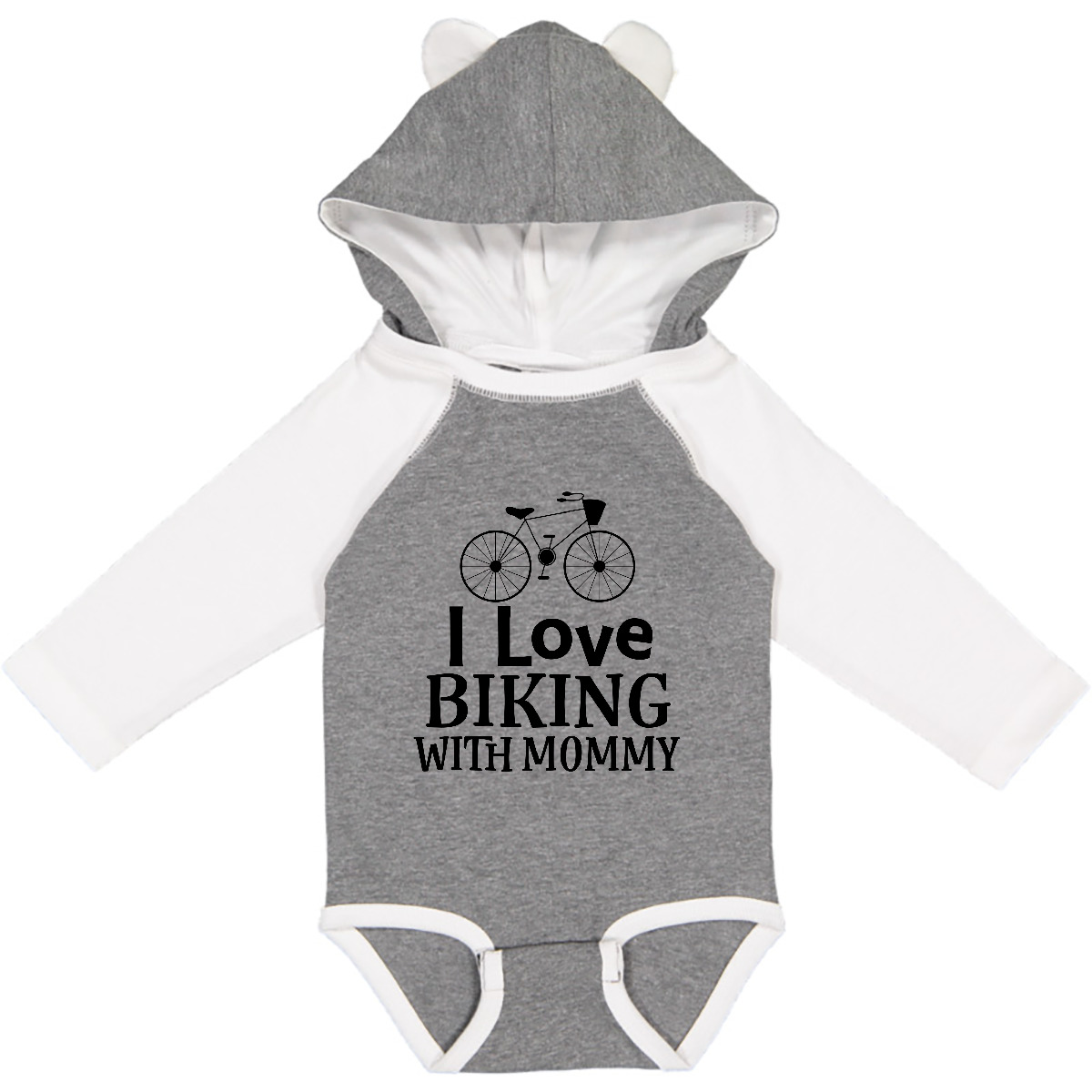 Inktastic Biking With Mommy Bicycle Long Sleeve Creeper Bicycling Mom Childs