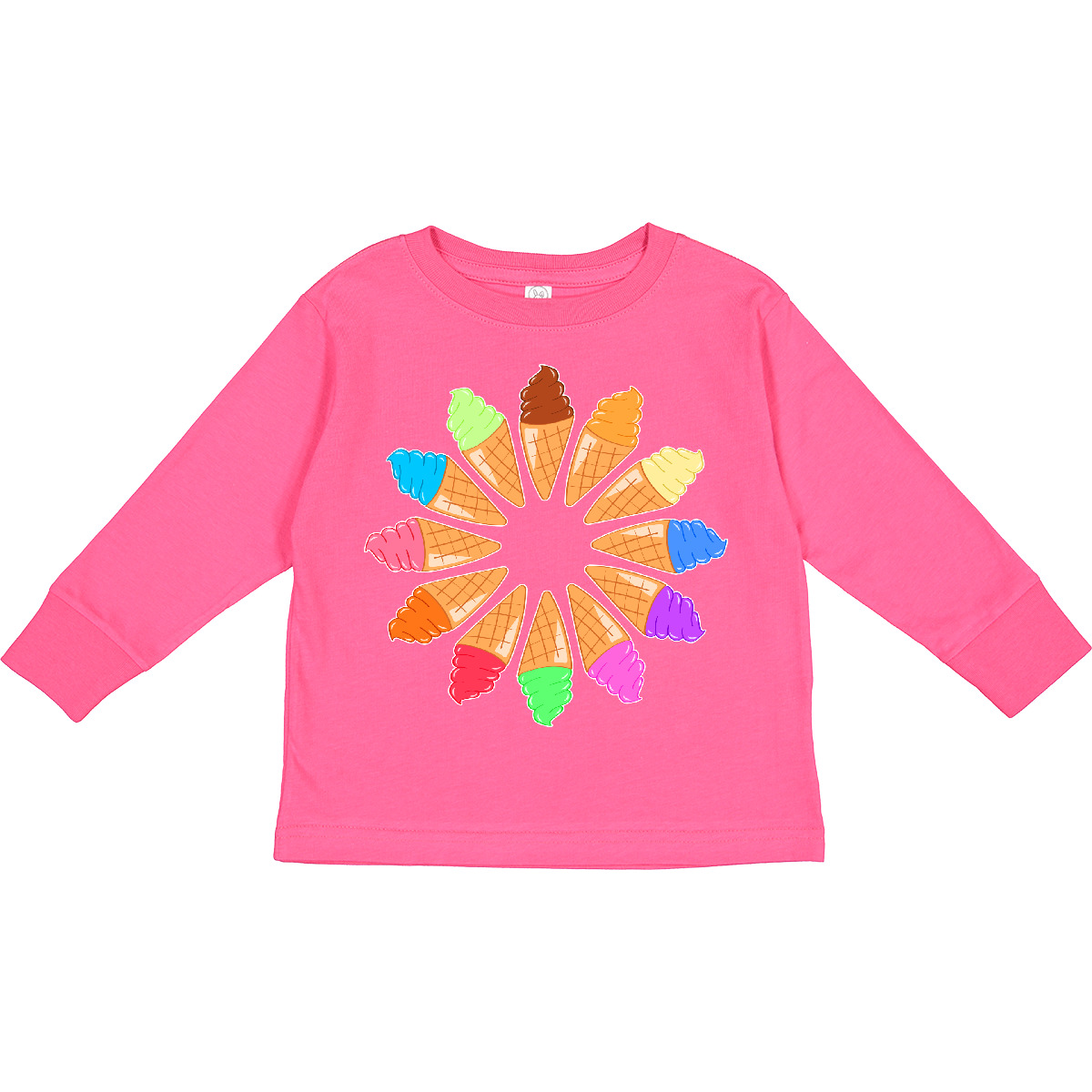 Inktastic Ice Cream Cone Starburst Toddler Long Sleeve T-Shirt Food Dessert Fun - Picture 4 of 6