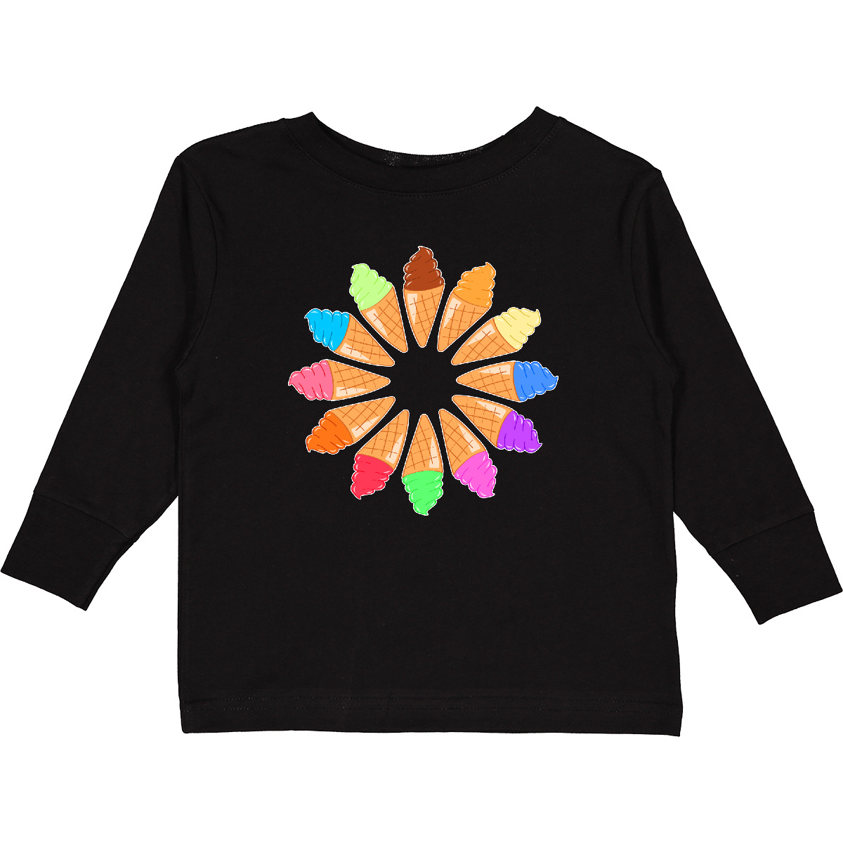 Inktastic Ice Cream Cone Starburst Toddler Long Sleeve T-Shirt Food Dessert Fun - Picture 2 of 6
