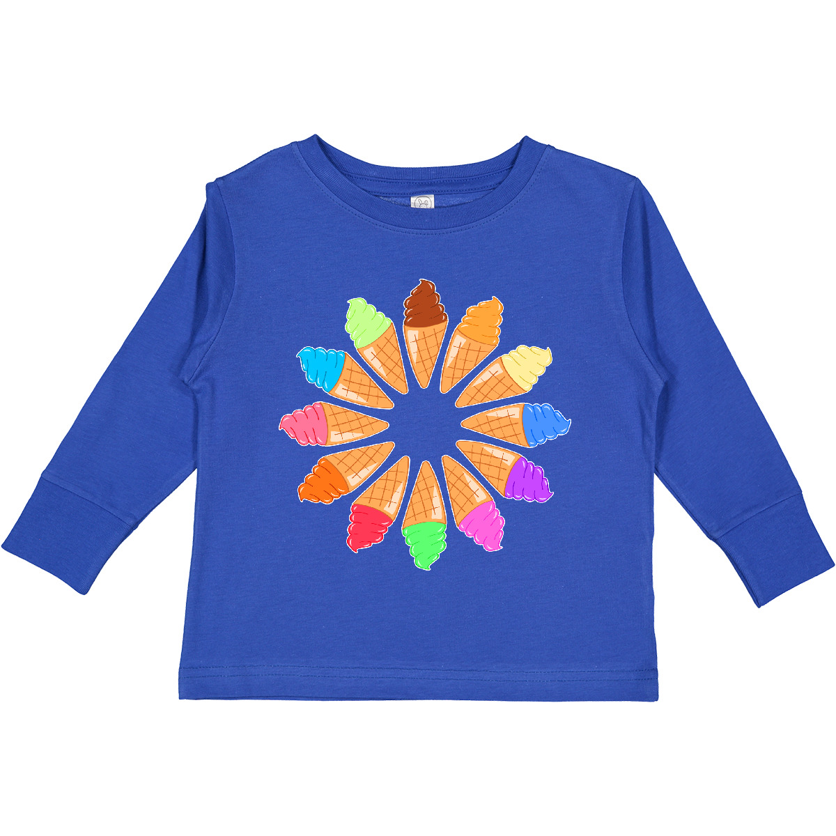 Inktastic Ice Cream Cone Starburst Toddler Long Sleeve T-Shirt Food Dessert Fun - Picture 5 of 6