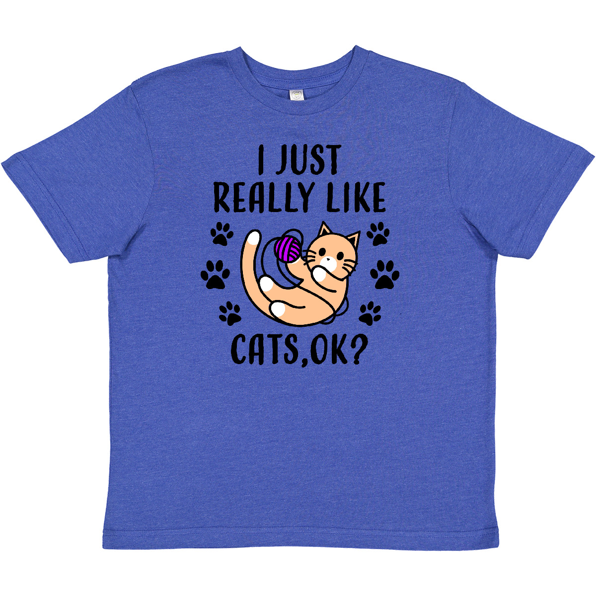 Inktastic I Just Really Like Cats Ok Youth T-Shirt Pets Cat Cute Love Lover Pet - Picture 3 of 3