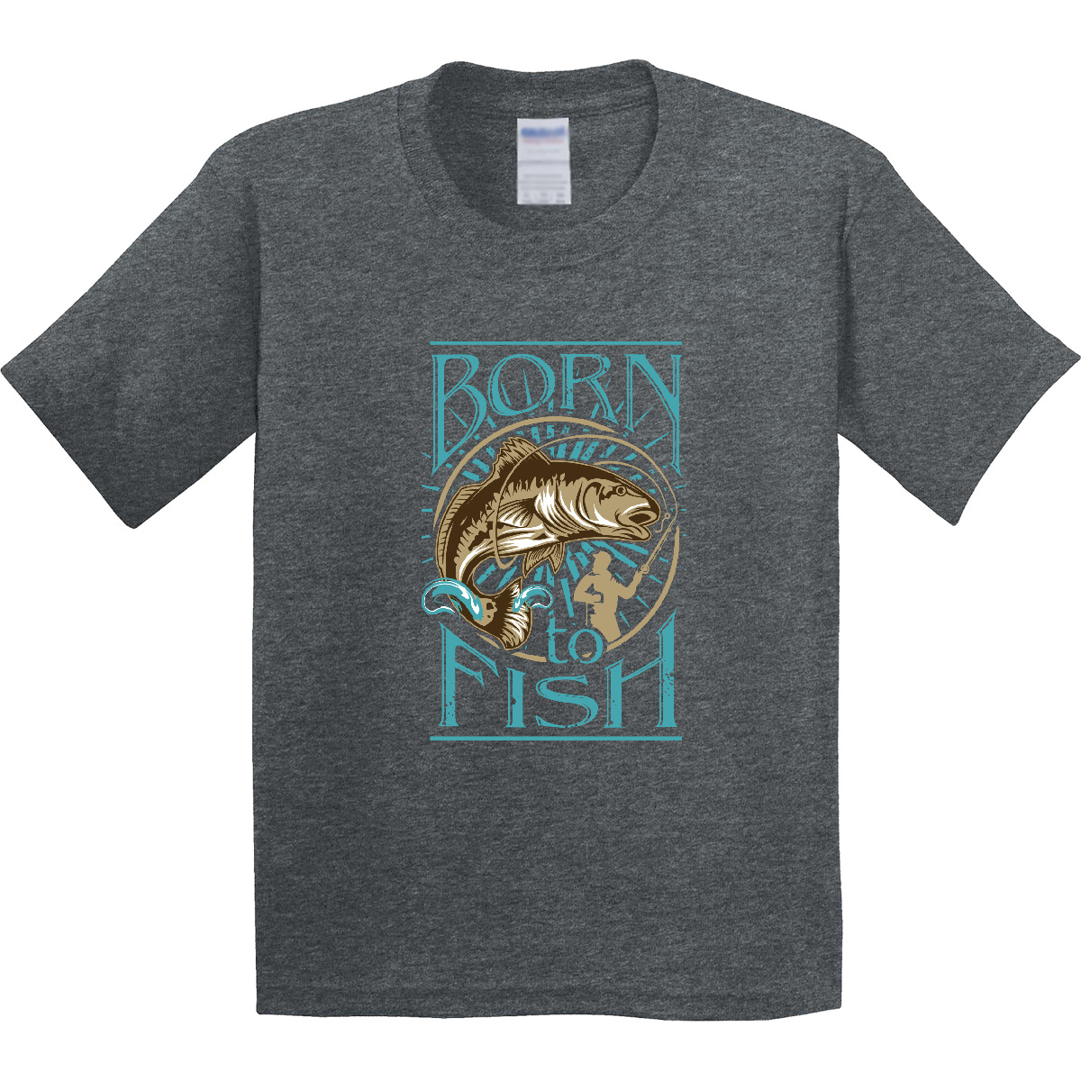 Inktastic Born To Fish Youth T-Shirt Fishing Fisherman Fly Tee Kids Children - Picture 5 of 7