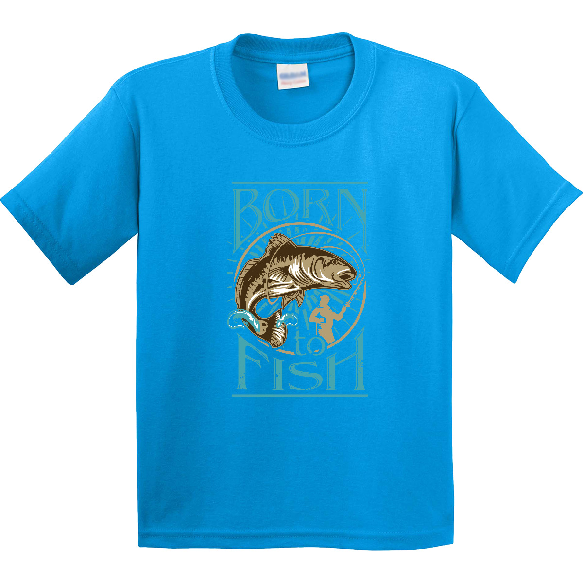 Inktastic Born To Fish Youth T-Shirt Fishing Fisherman Fly Tee Kids Children - Picture 3 of 7