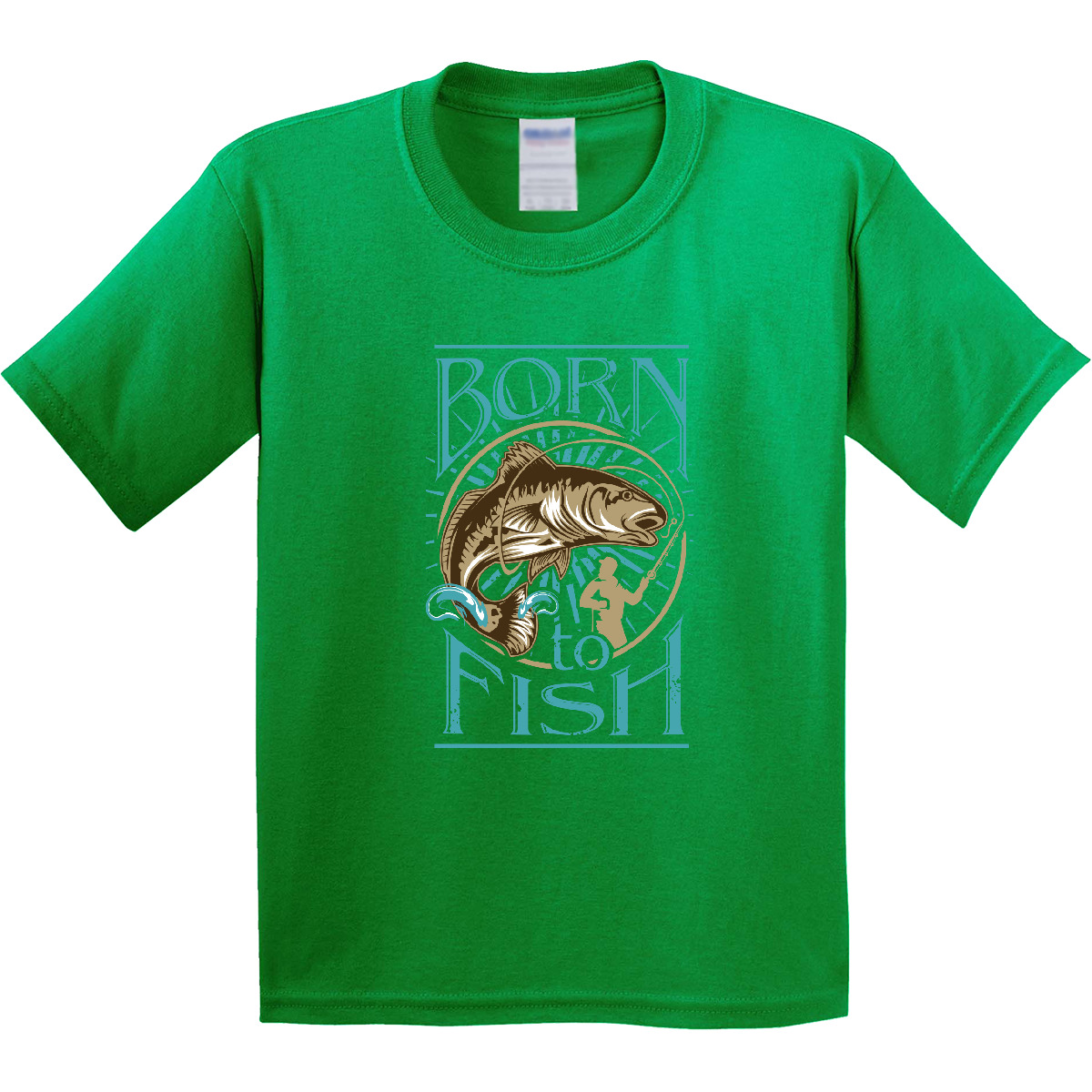 Inktastic Born To Fish Youth T-Shirt Fishing Fisherman Fly Tee Kids Children - Picture 2 of 7