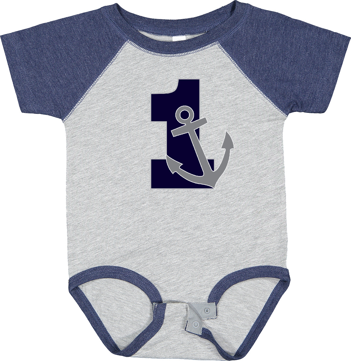 Inktastic First Birthday Nautical Anchor 1 Year Old Baby Bodysuit Sea Ocean Boys - Picture 2 of 9