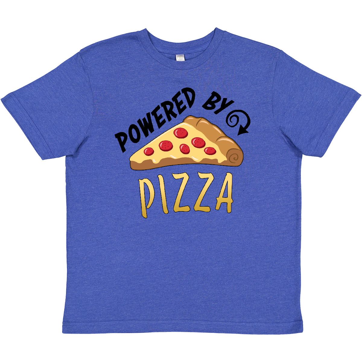 Inktastic Powered By Pizza Youth T-Shirt Food Lovers Funny Favorite Cheesy Tee - Picture 3 of 3