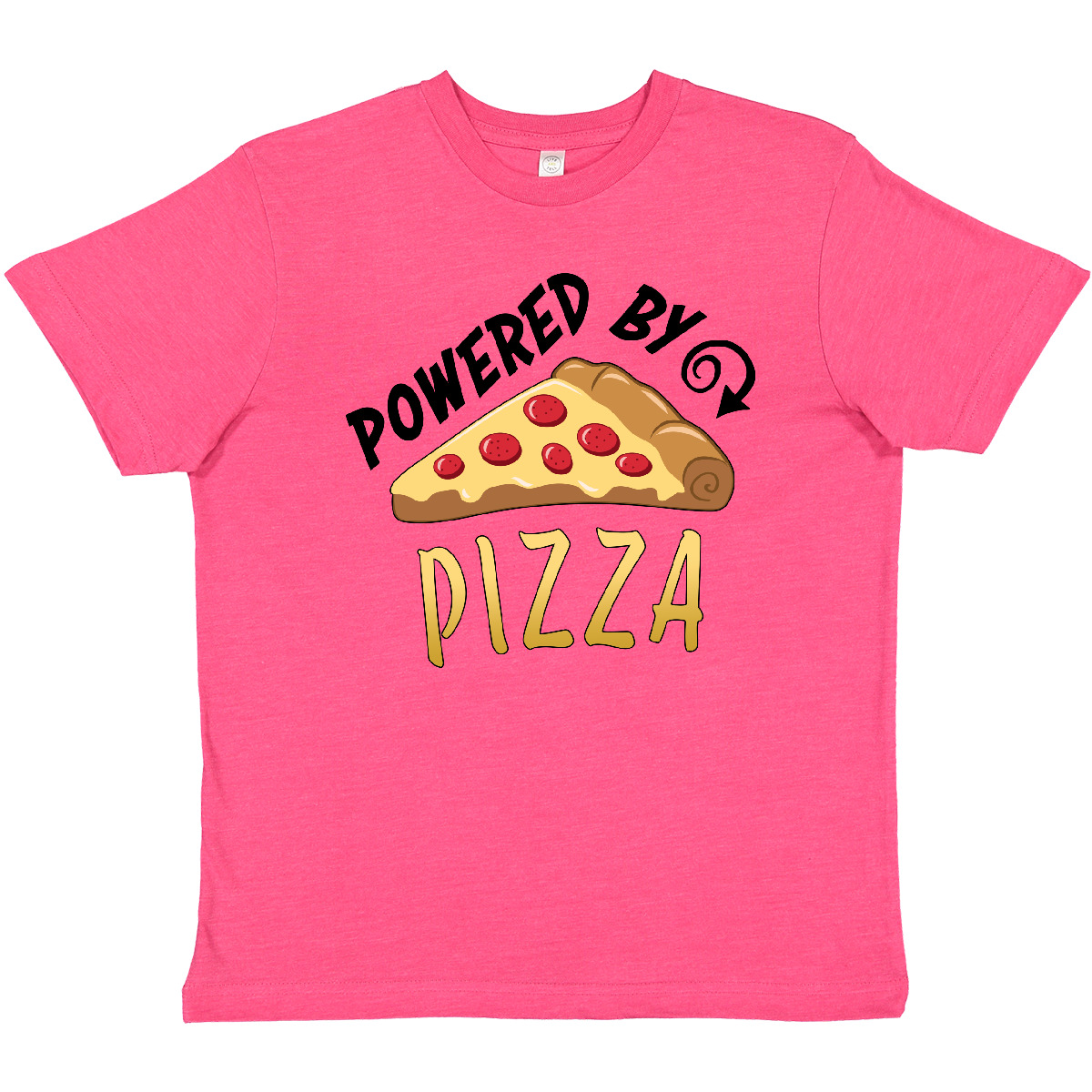 Inktastic Powered By Pizza Youth T-Shirt Food Lovers Funny Favorite Cheesy Tee - Picture 3 of 3