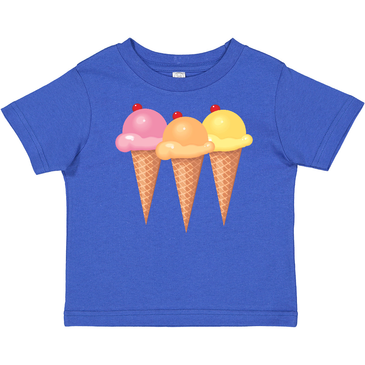 Inktastic 3 Scoops Of Ice Cream Toddler T-Shirt Cone Strawberry Sherbet Lemon