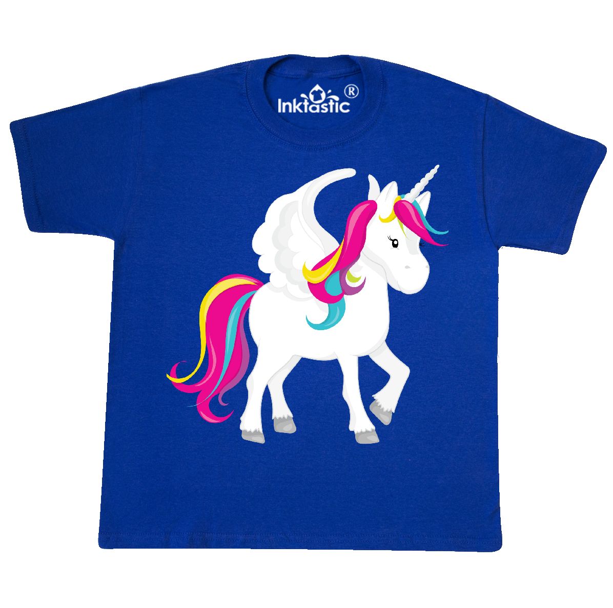 Inktastic Rainbow Unicorn With Wings Youth T Shirt Fantasy Horse - brown horse icon roblox