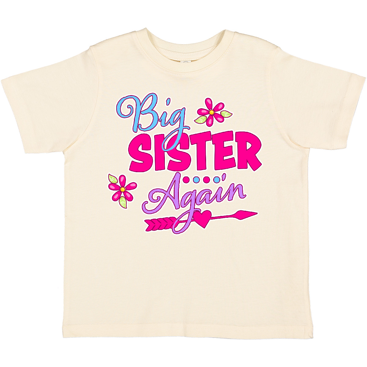 Inktastic Big Sister Again With Flowers And Arrow Toddler T-Shirt Family Sis Kid - Picture 7 of 11