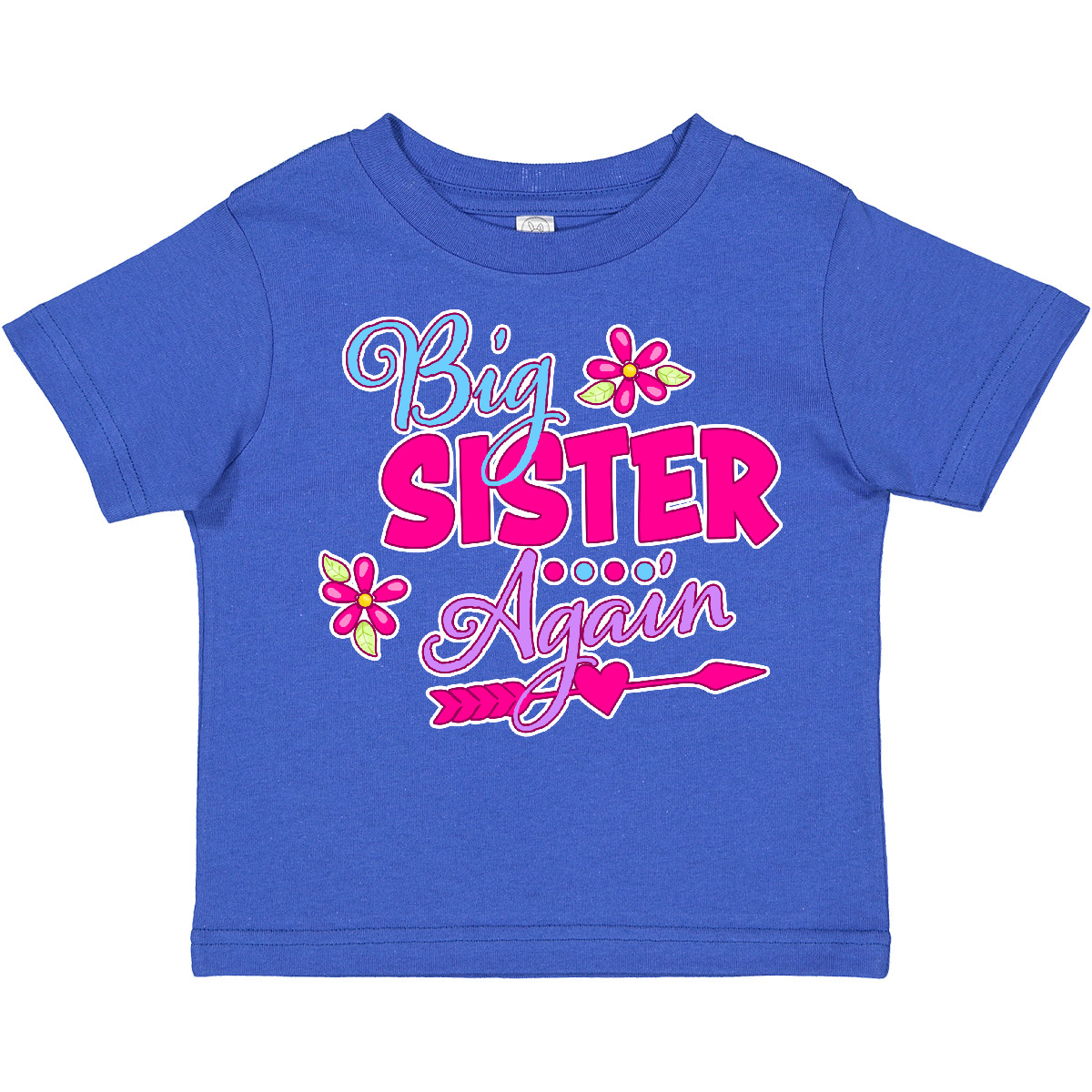 Inktastic Big Sister Again With Flowers And Arrow Toddler T-Shirt Family Sis Kid - Picture 9 of 11