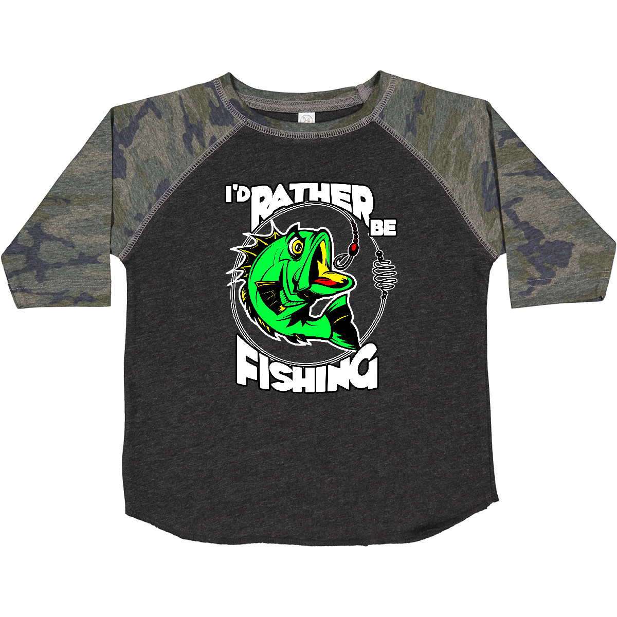 T-Shirt Inktastic I'd Rather Be Fishing Kleinkind Fisch Fischer Geschenk Kind Kid - Bild 9 von 10