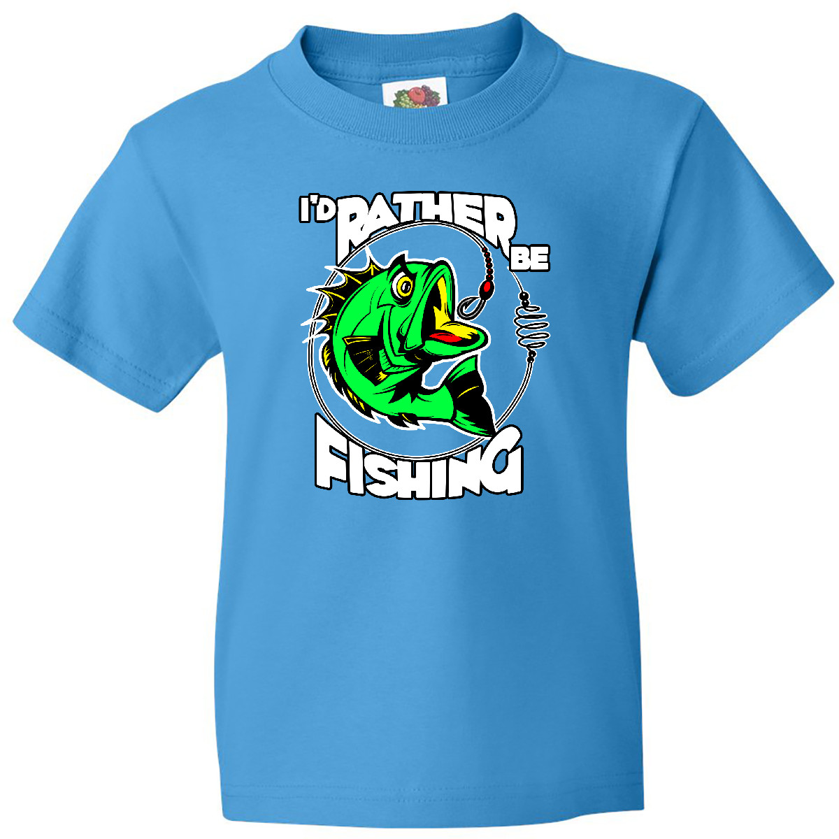 Inktastic I'd Rather Be Fishing Youth T-Shirt Fish Fisherman Tee Kids Children - Picture 3 of 4