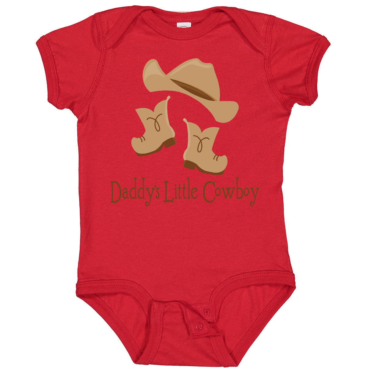 Inktastic Daddy's Little Cowboy Baby Bodysuit Boots Hat Kids Boys Cute Fathers - Picture 6 of 10