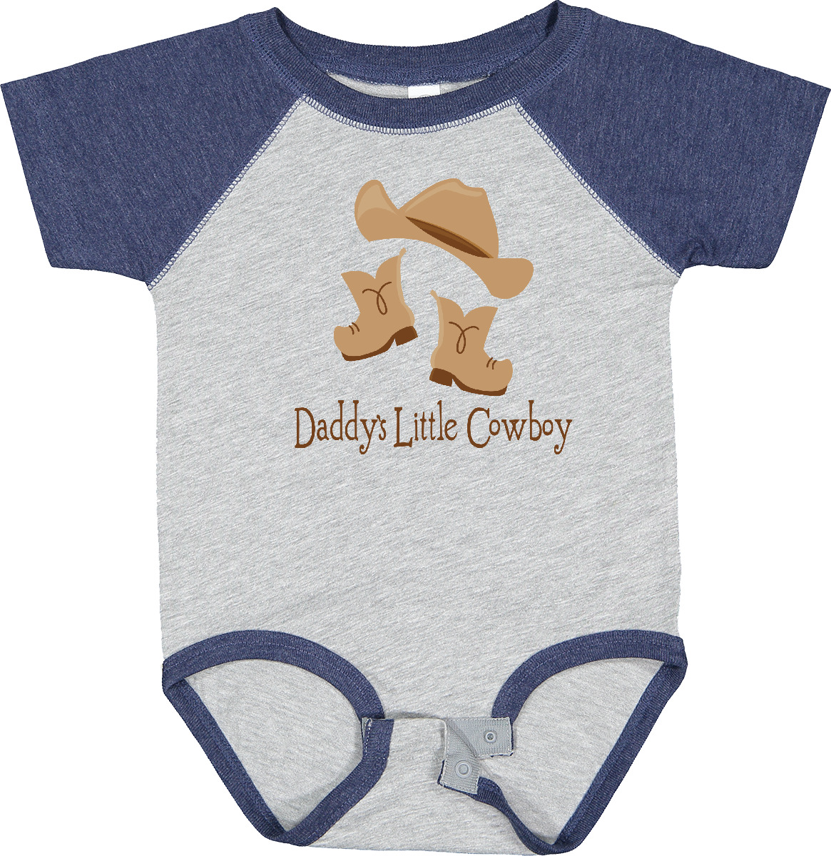 Inktastic Daddy's Little Cowboy Baby Bodysuit Boots Hat Kids Boys Cute Fathers - Picture 2 of 10
