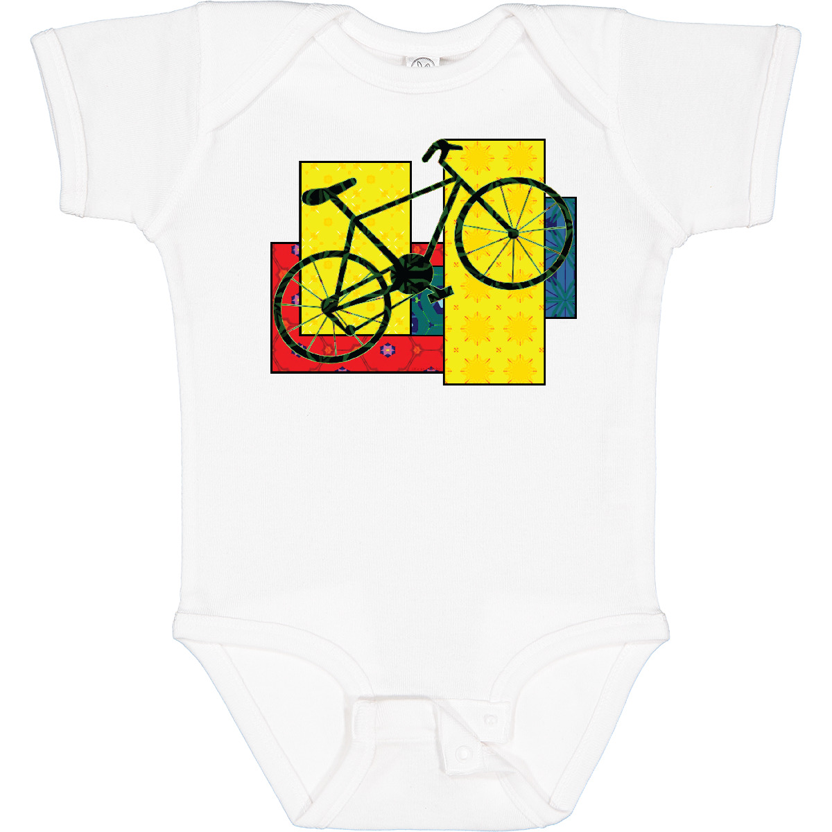 Inktastic Bike Pattern Blocks Baby Bodysuit Bicycle Biker Biking Bicycling Sport