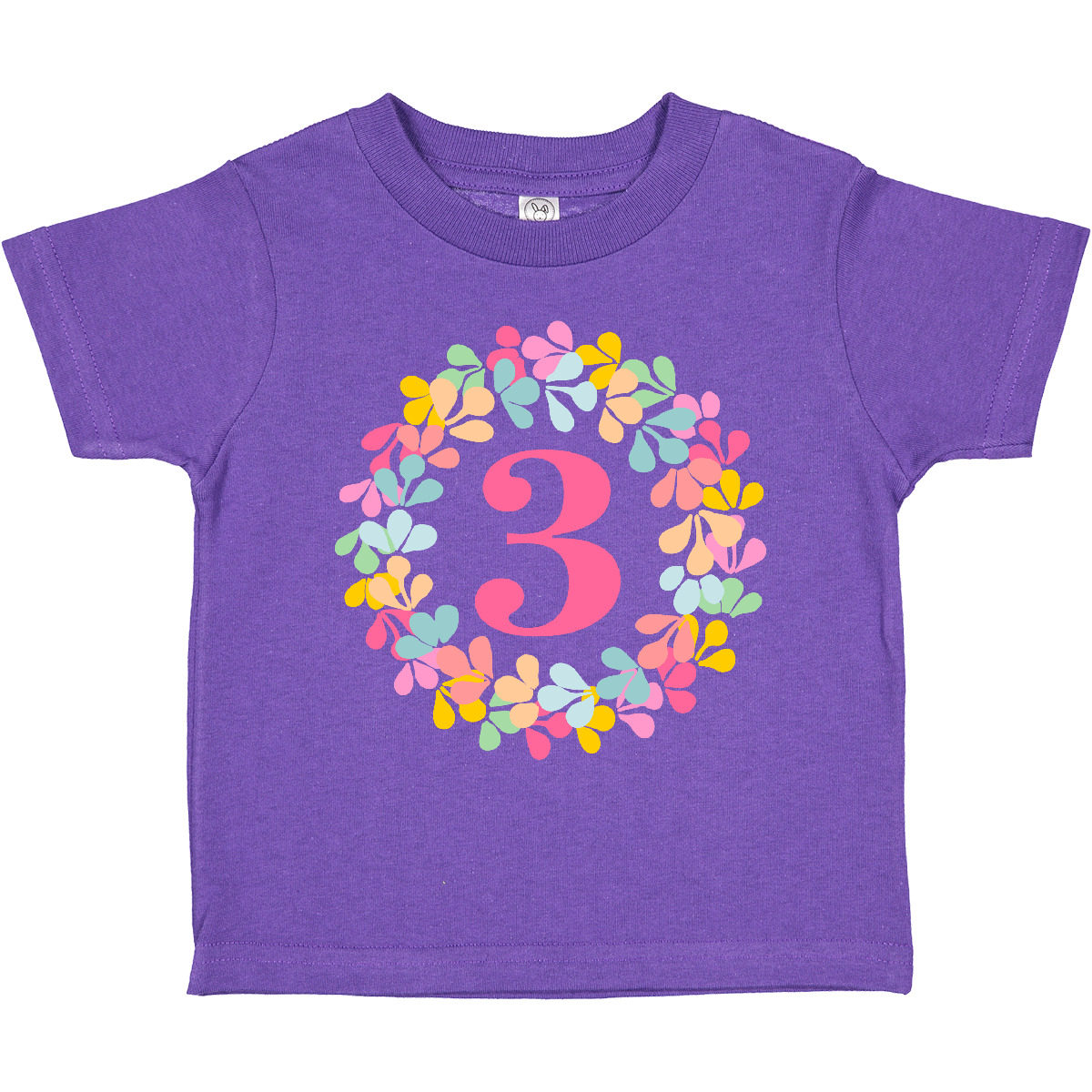 Inktastic 3rd Birthday Flower Wreath 3 Year Old Girl Toddler T-Shirt Childs Gift - Picture 10 of 11
