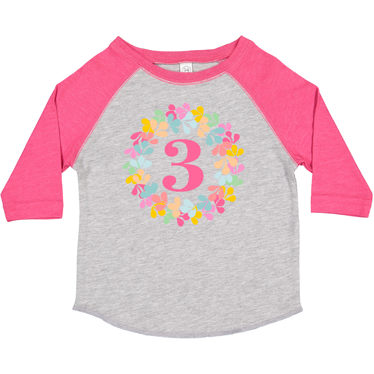 Inktastic 3rd Birthday Flower Wreath 3 Year Old Girl Toddler T-Shirt Childs Gift - Picture 6 of 11