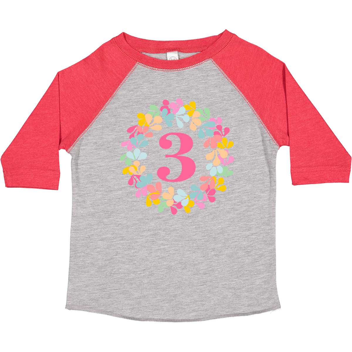 Inktastic 3rd Birthday Flower Wreath 3 Year Old Girl Toddler T-Shirt Childs Gift - Picture 7 of 11