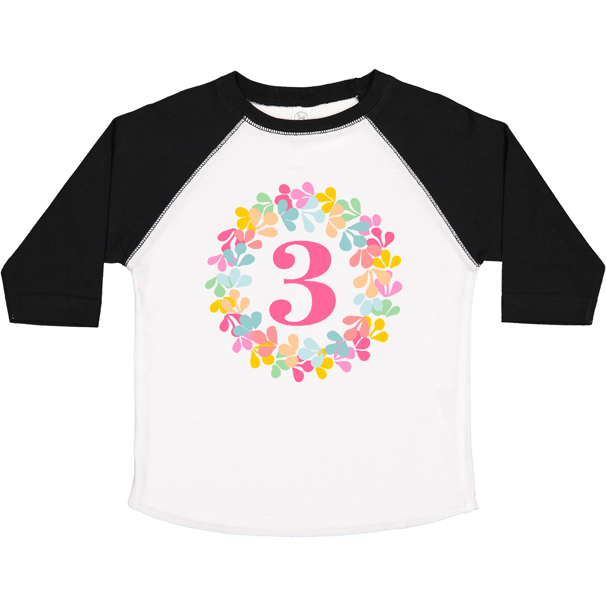 Inktastic 3rd Birthday Flower Wreath 3 Year Old Girl Toddler T-Shirt Childs Gift - Picture 11 of 11