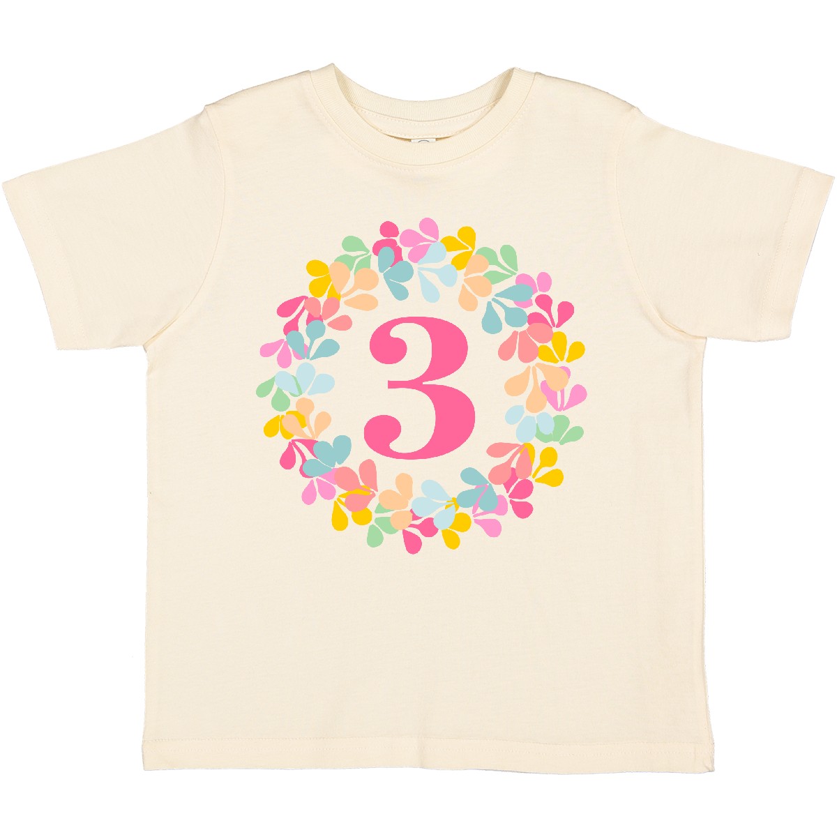 Inktastic 3rd Birthday Flower Wreath 3 Year Old Girl Toddler T-Shirt Childs Gift - Picture 9 of 11