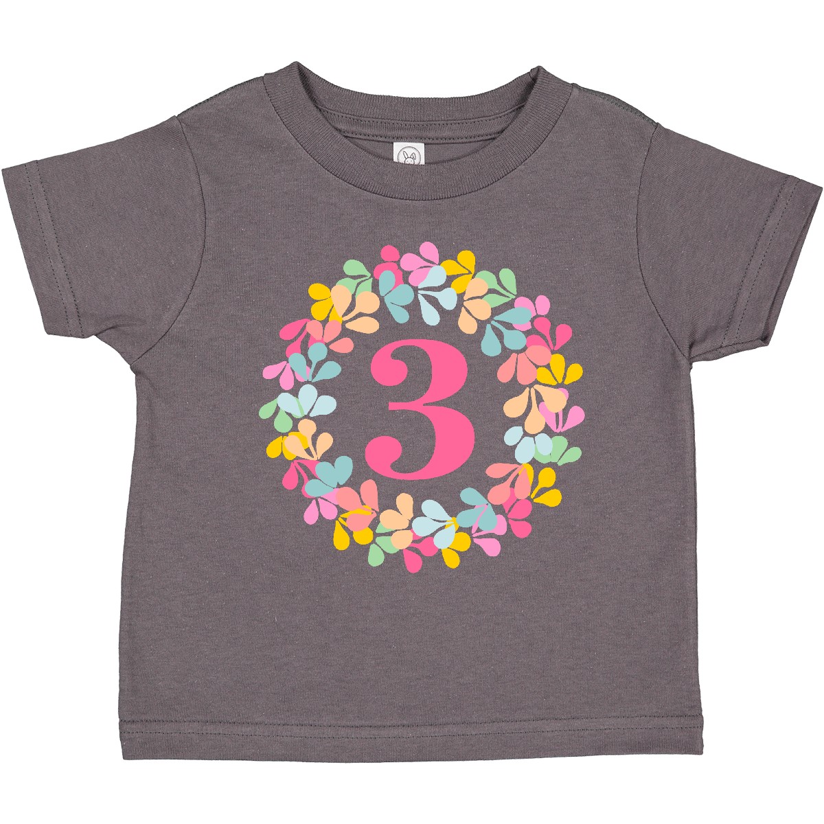 Inktastic 3rd Birthday Flower Wreath 3 Year Old Girl Toddler T-Shirt Childs Gift - Picture 3 of 11