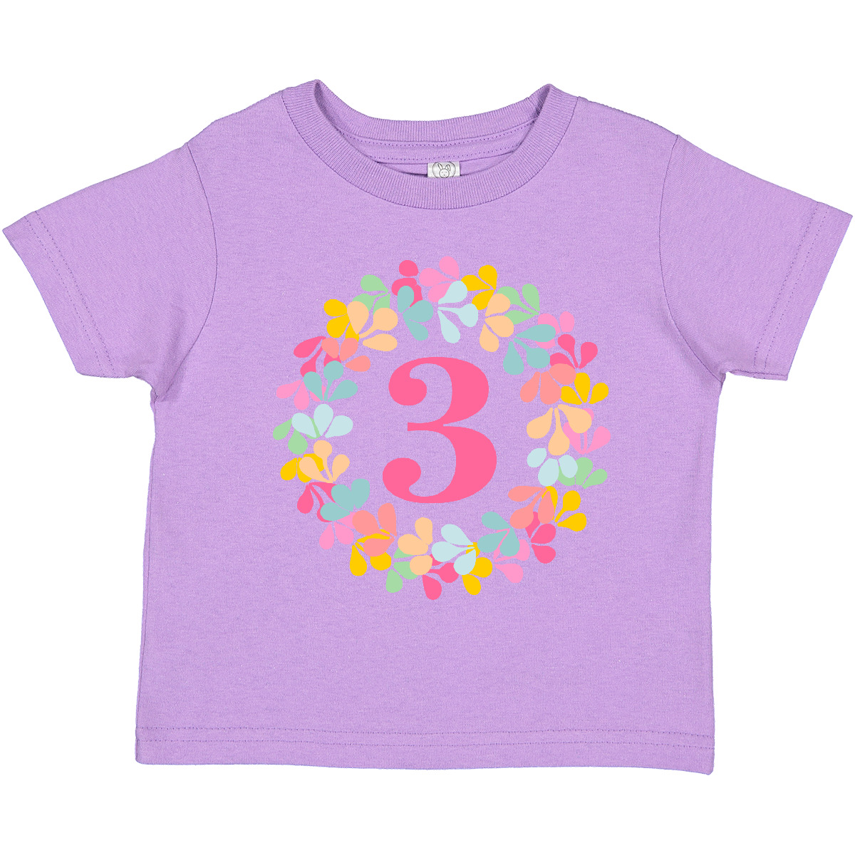 Inktastic 3rd Birthday Flower Wreath 3 Year Old Girl Toddler T-Shirt Childs Gift - Picture 8 of 11