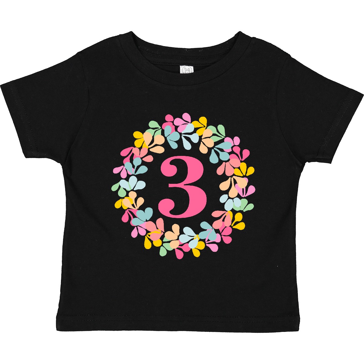 Inktastic 3rd Birthday Flower Wreath 3 Year Old Girl Toddler T-Shirt Childs Gift - Picture 2 of 11