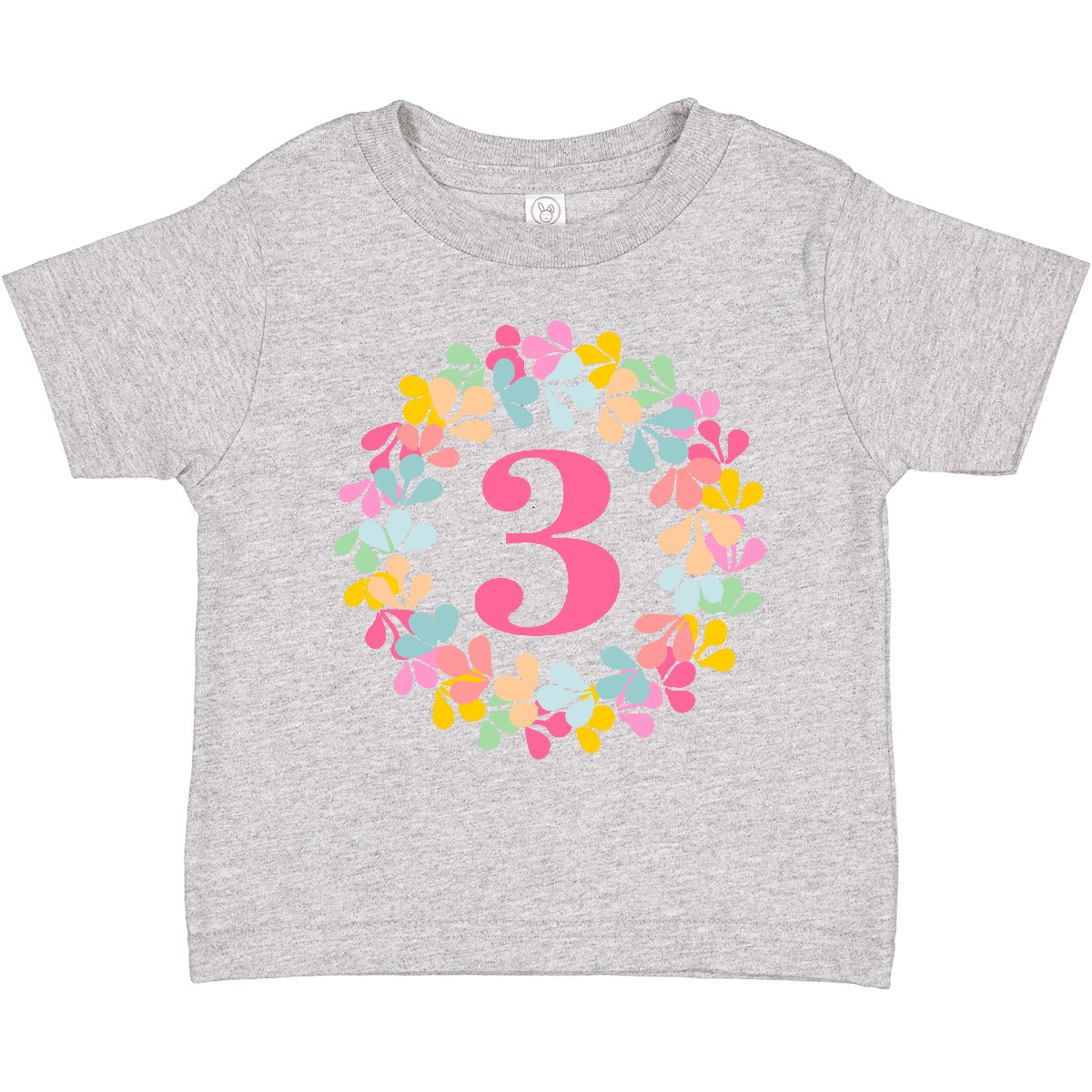 Inktastic 3rd Birthday Flower Wreath 3 Year Old Girl Toddler T-Shirt Childs Gift - Picture 5 of 11