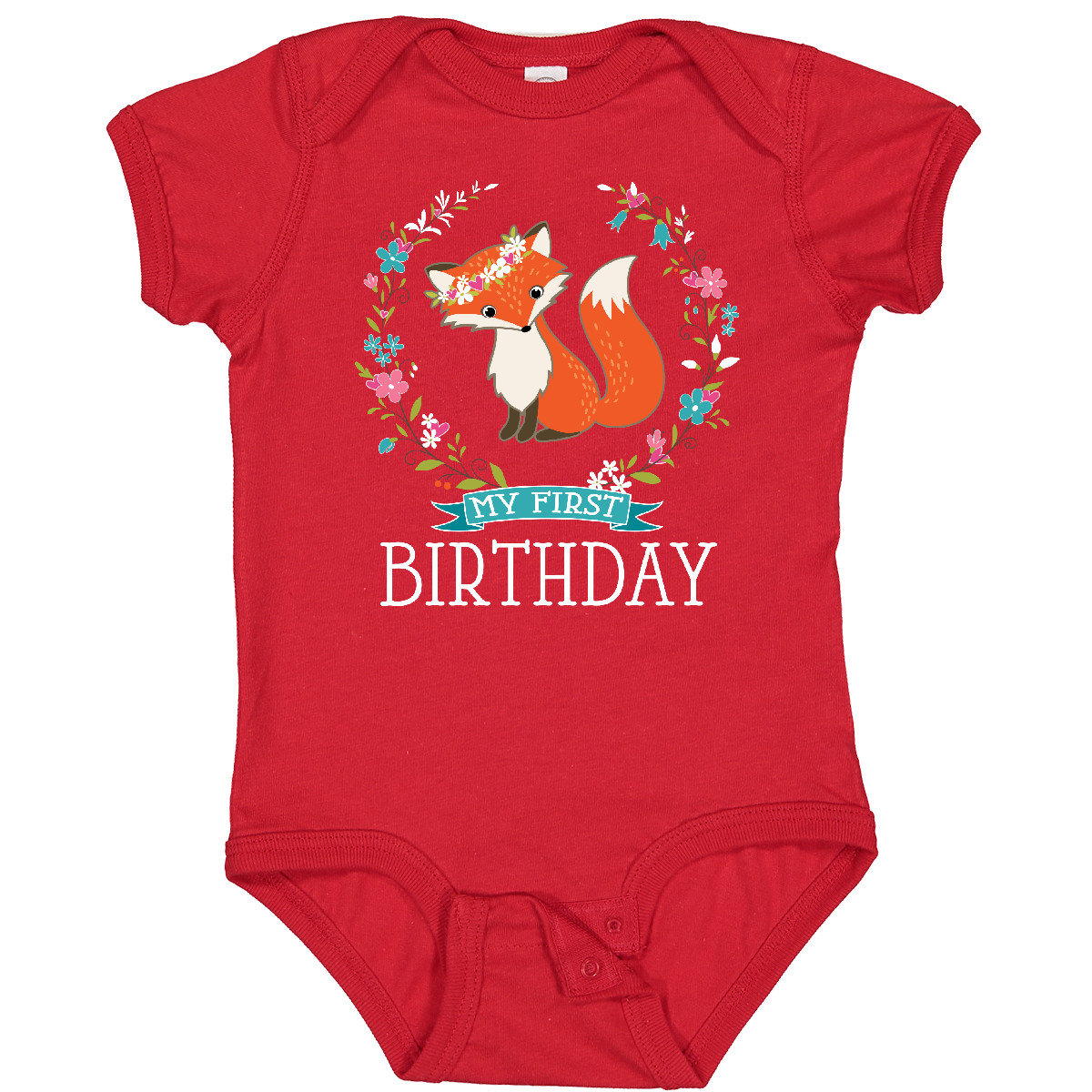 Inktastic First Birthday 1 Year Old Girl Fox Baby Bodysuit Im Animals One-piece - Picture 9 of 9