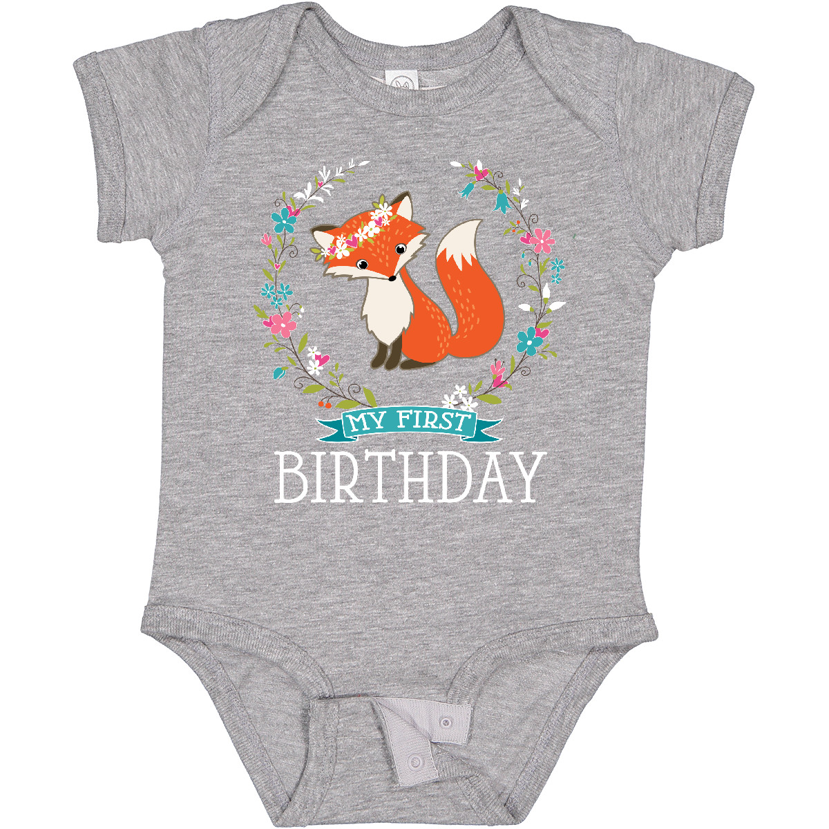 Inktastic First Birthday 1 Year Old Girl Fox Baby Bodysuit Im Animals One-piece - Picture 4 of 9