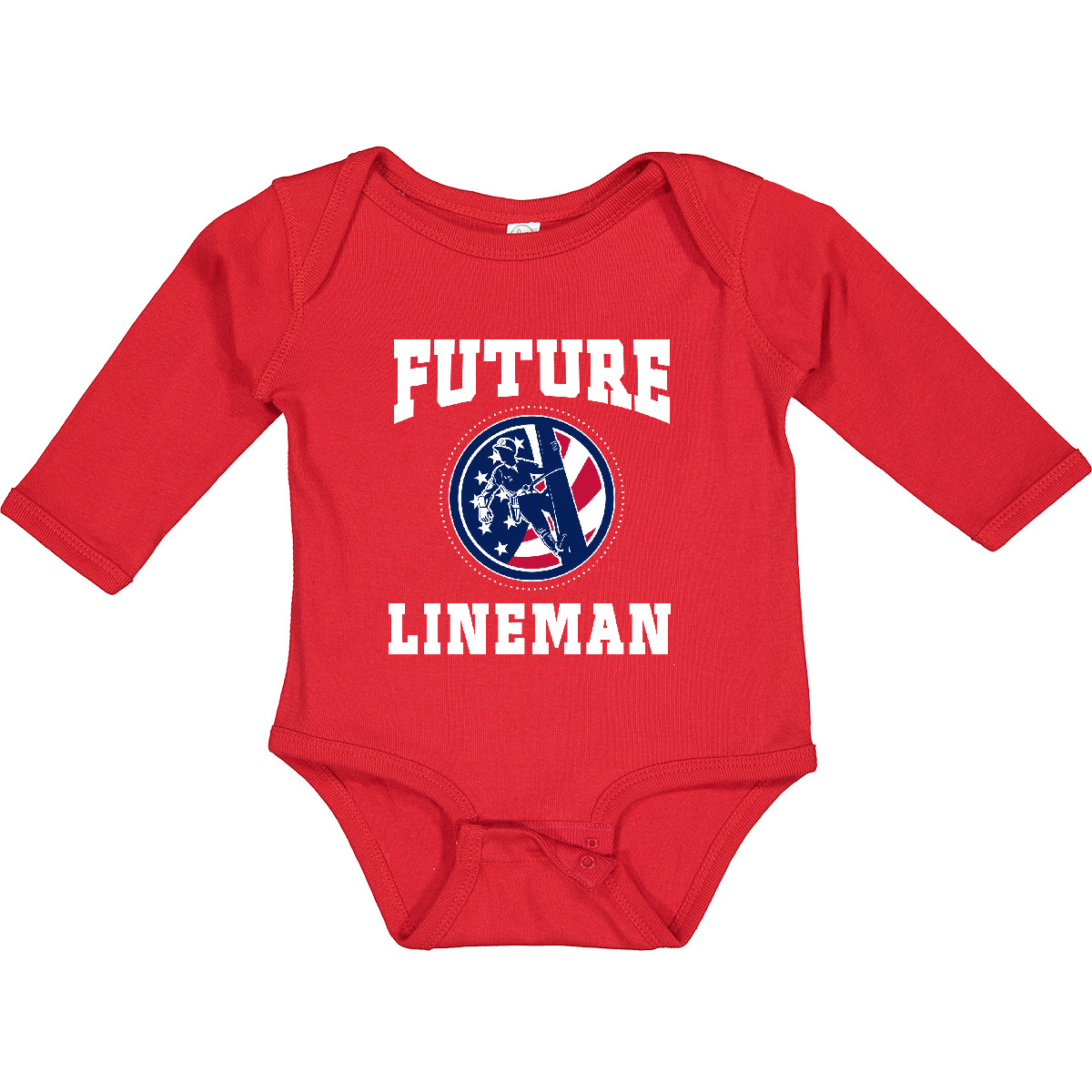 Inktastic Future Lineman Long Sleeve Creeper Usa American Childs Boys Job
