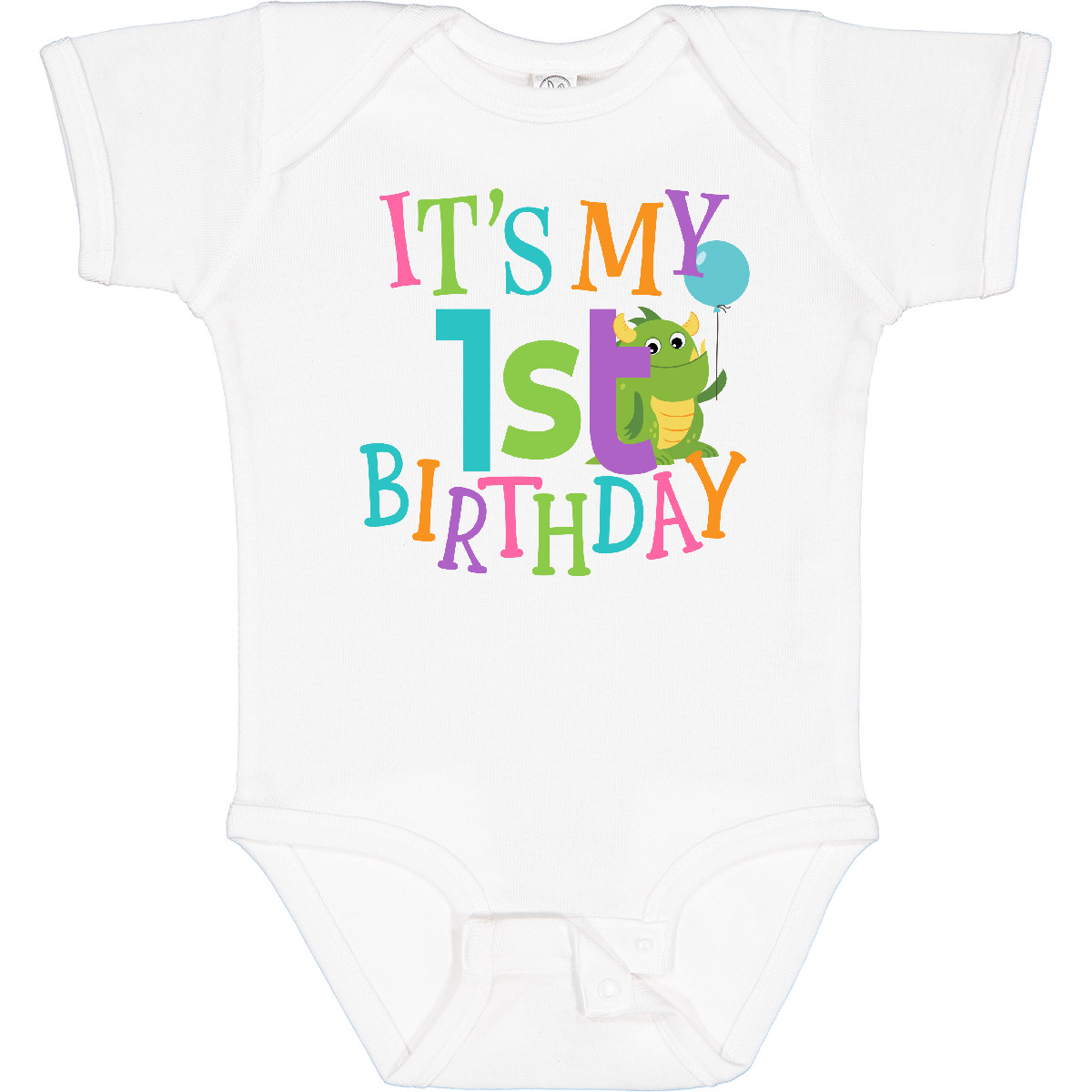 Inktastic Cute First Birthday Monster 1 Year Old Baby Bodysuit Celebration Babys - Picture 6 of 7