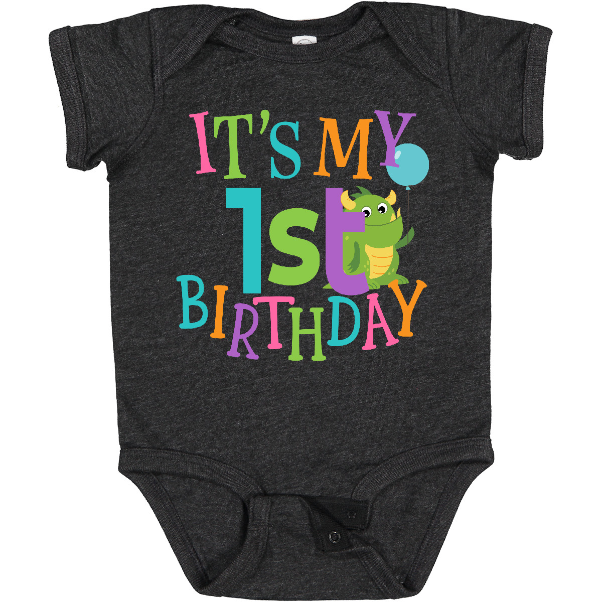 Inktastic Cute First Birthday Monster 1 Year Old Baby Bodysuit Celebration Babys - Picture 5 of 7