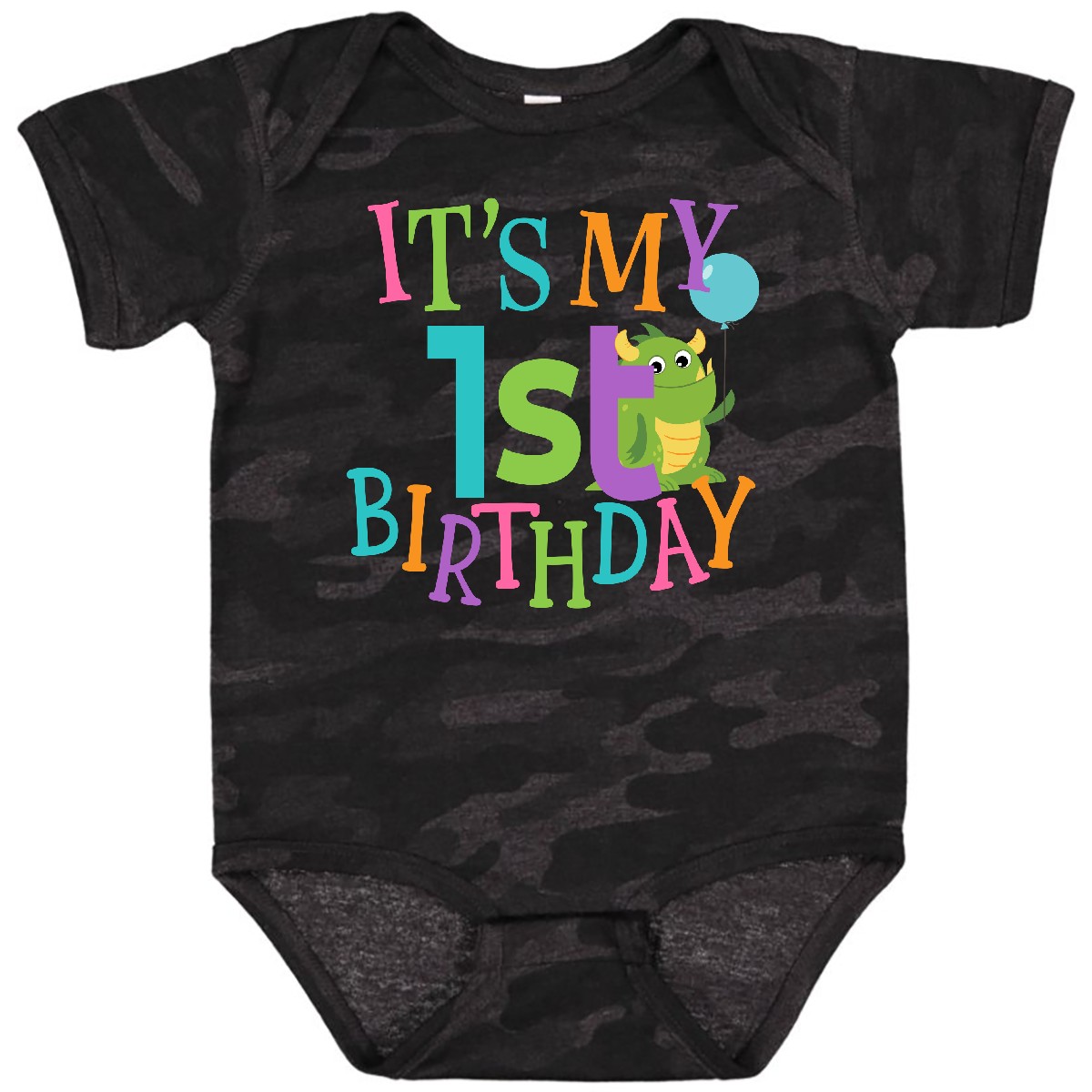 Inktastic Cute First Birthday Monster 1 Year Old Baby Bodysuit Celebration Babys - Picture 4 of 7