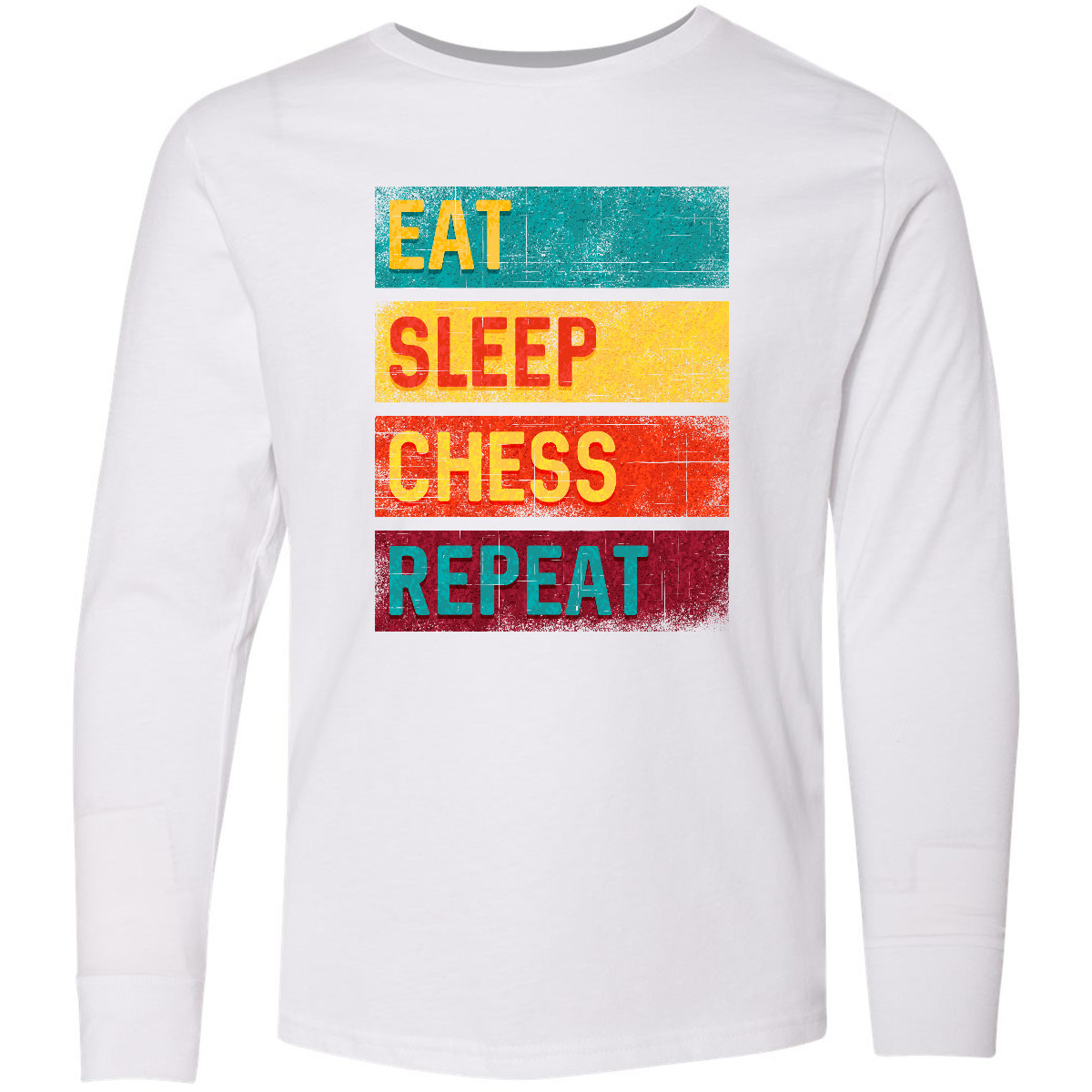 Inktastic Chess Player Eat Sleep Chess Repeat Youth Long Sleeve T-Shirt Champ - Picture 2 of 2