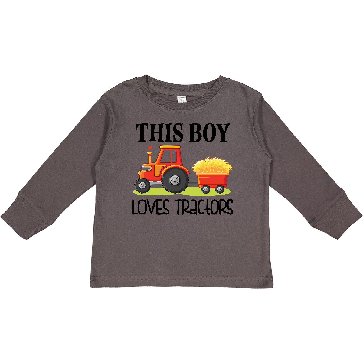 Inktastic Farming Cute Boy Loves Tractors Toddler Long Sleeve T-Shirt Farm Light