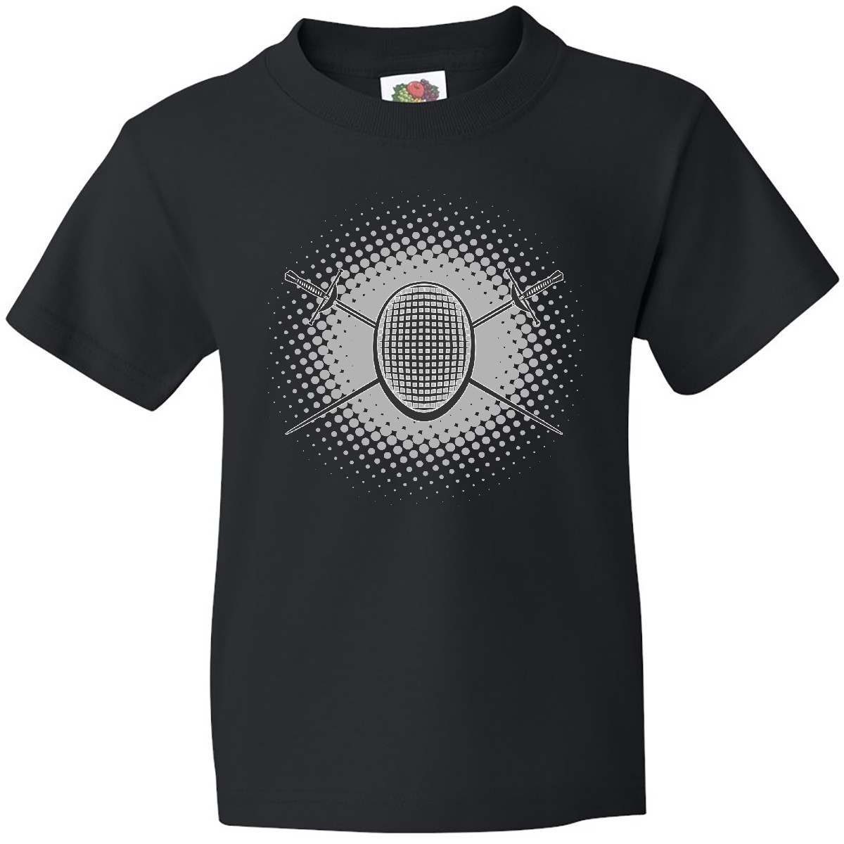 Inktastic Fencing Mask Foils Halftone Youth T-Shirt Foil Competition Sport Gift - Picture 2 of 5