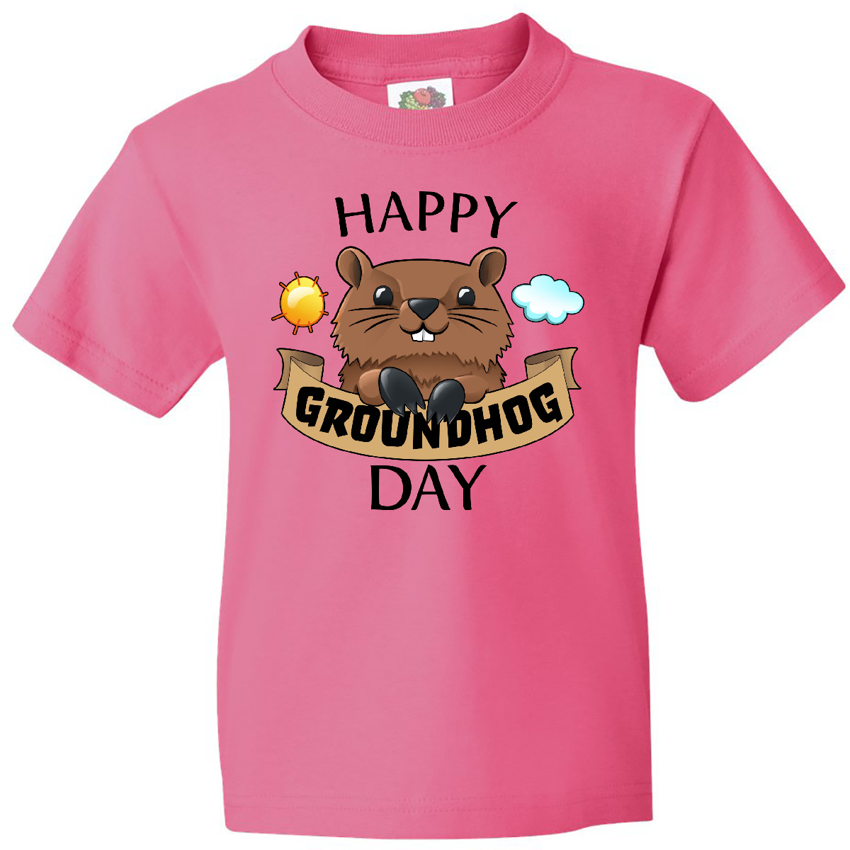 Inktastic Happy Groundhog Day- Cute Youth T-Shirt Fun Celebrate Holiday Spring - Picture 4 of 8