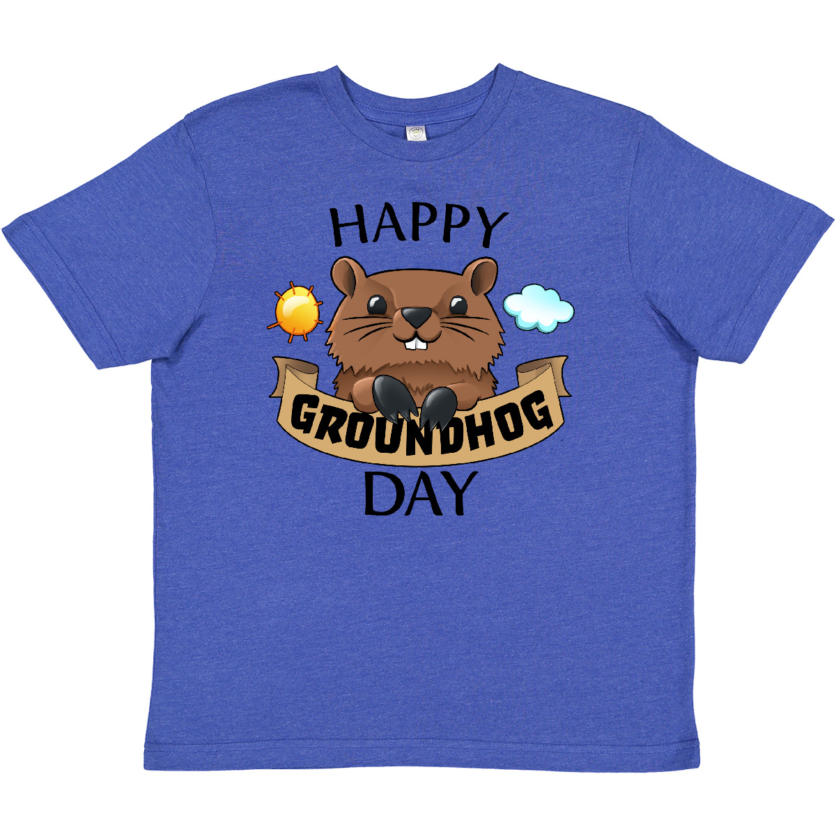 Inktastic Happy Groundhog Day- Cute Youth T-Shirt Fun Celebrate Holiday Spring - Picture 7 of 8