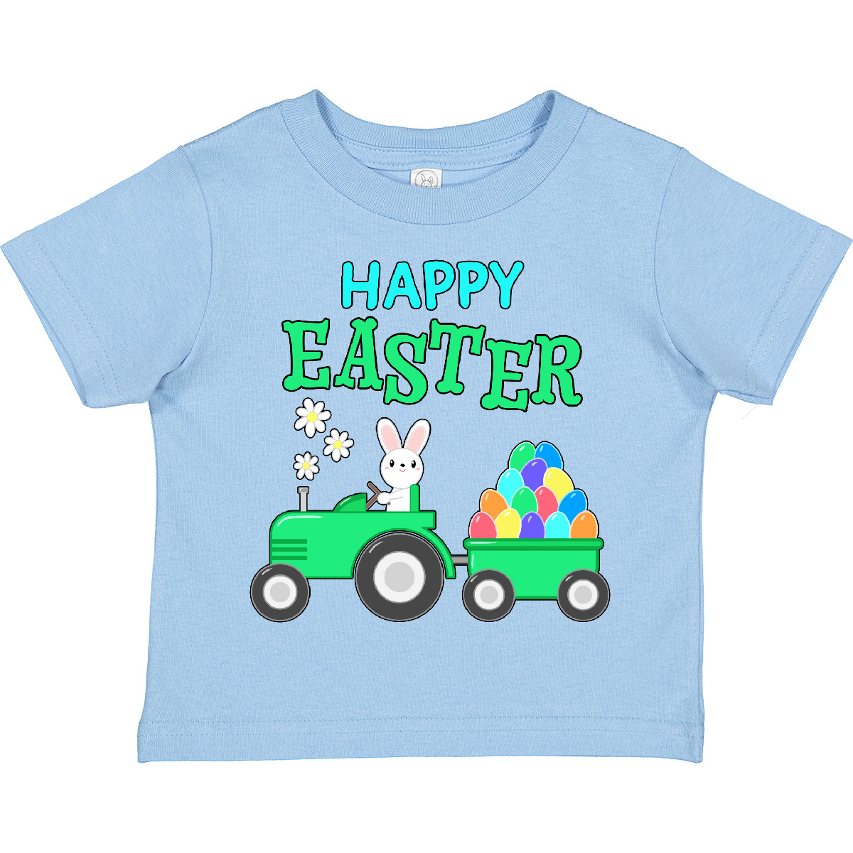 Inktastic Happy Easter Bunny And Tractor Toddler T-Shirt Child Eggs Farm Farmer - Picture 6 of 9