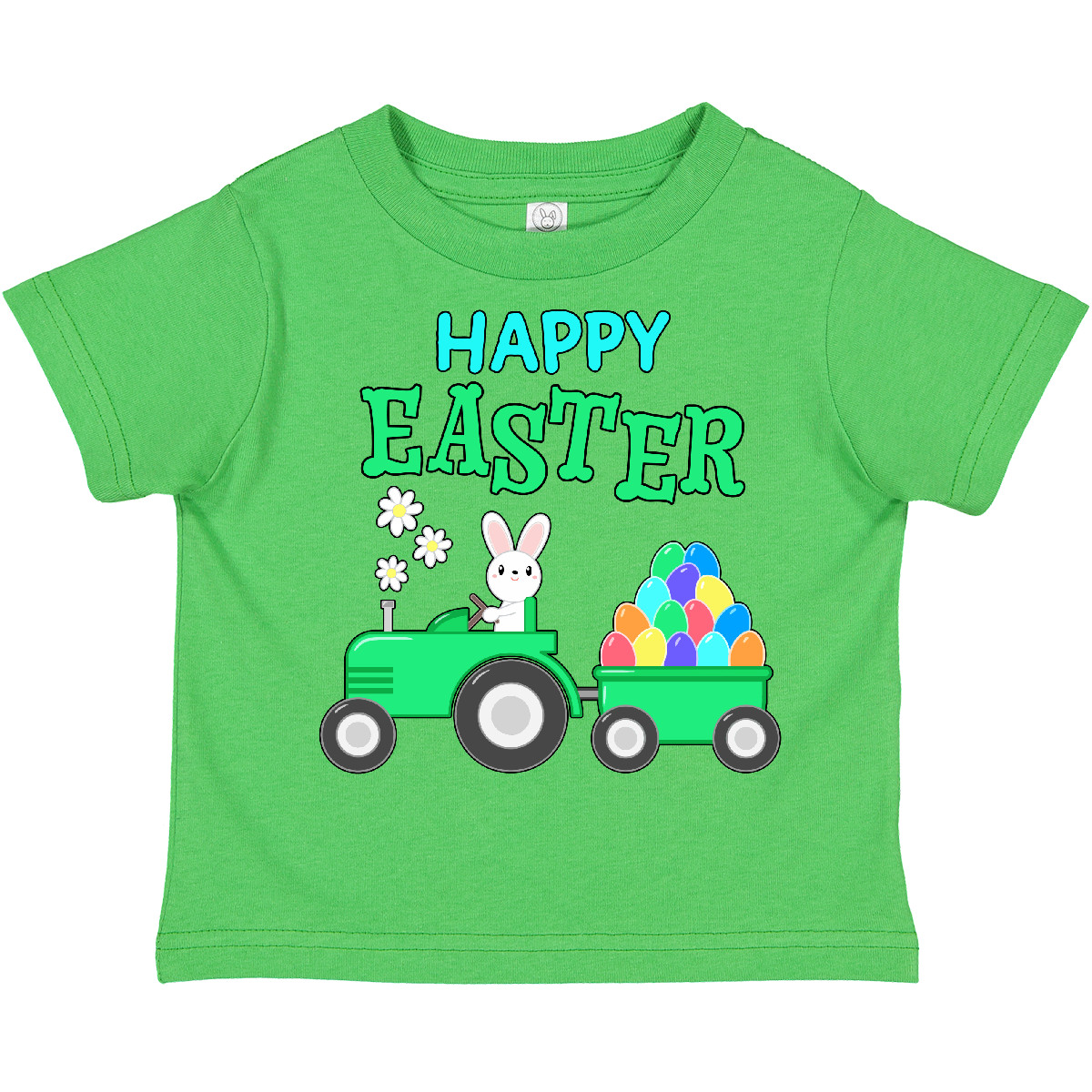 Inktastic Happy Easter Bunny And Tractor Toddler T-Shirt Child Eggs Farm Farmer - Picture 2 of 9