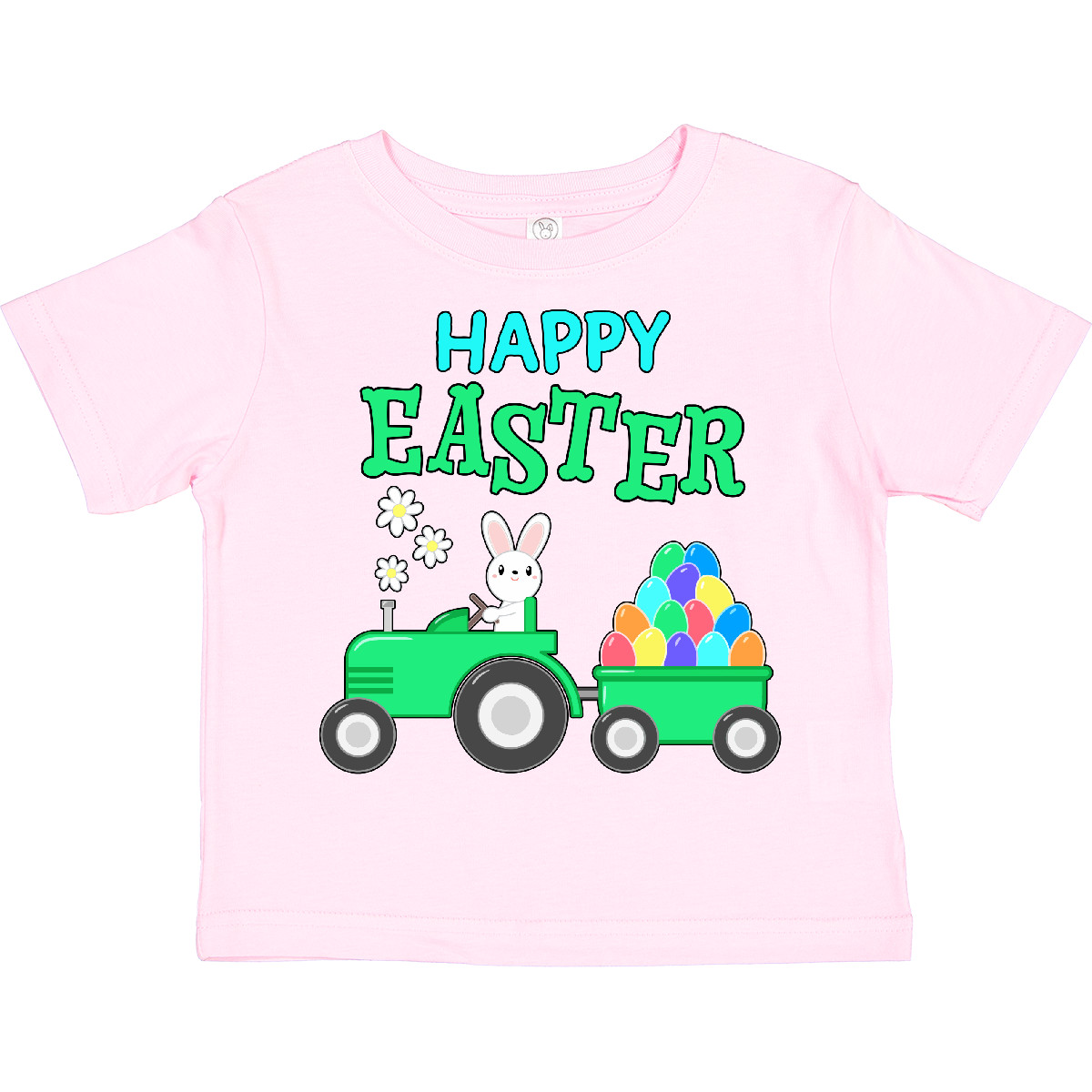 Inktastic Happy Easter Bunny And Tractor Toddler T-Shirt Child Eggs Farm Farmer - Picture 7 of 9