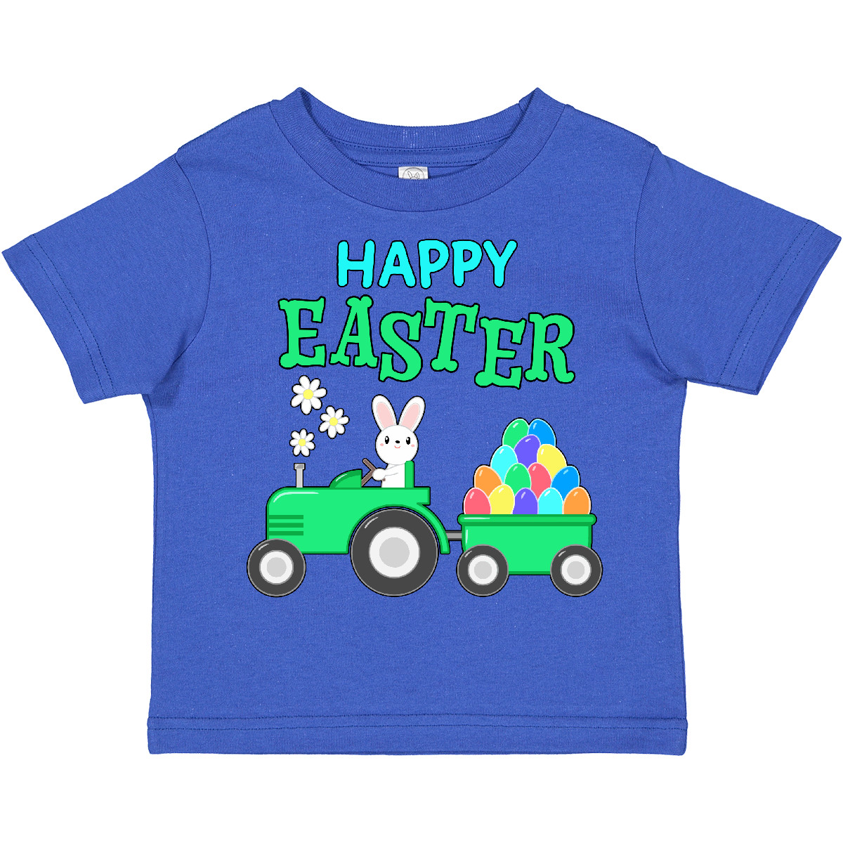 Inktastic Happy Easter Bunny And Tractor Toddler T-Shirt Child Eggs Farm Farmer - Picture 8 of 9