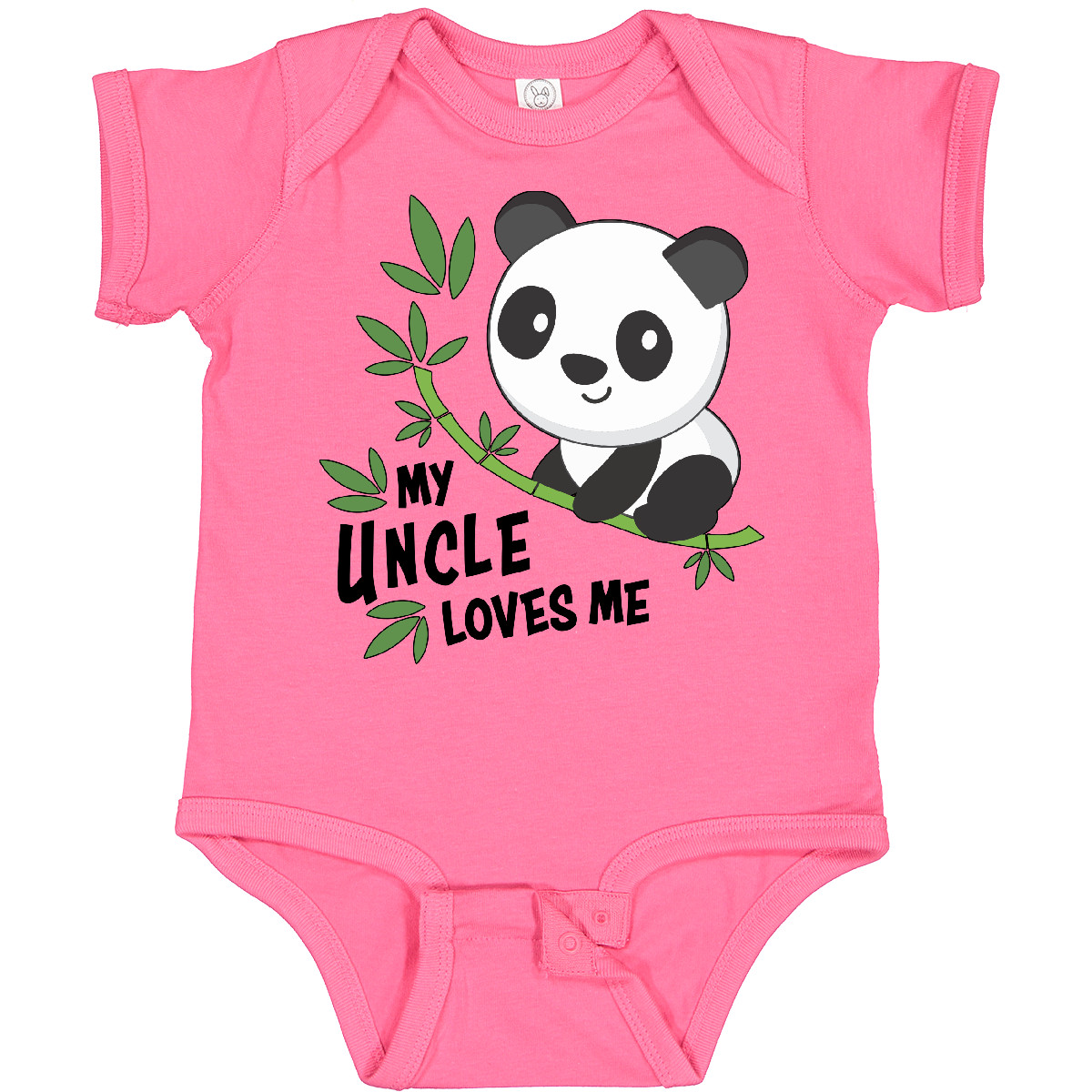 Inktastic My Uncle Loves Me- Cute Panda Baby Bodysuit Family Nephew Niece Child - Picture 6 of 9