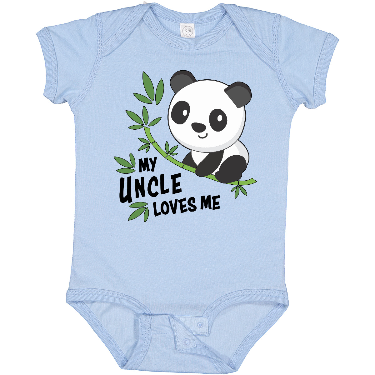 Inktastic My Uncle Loves Me- Cute Panda Baby Bodysuit Family Nephew Niece Child - Picture 3 of 9